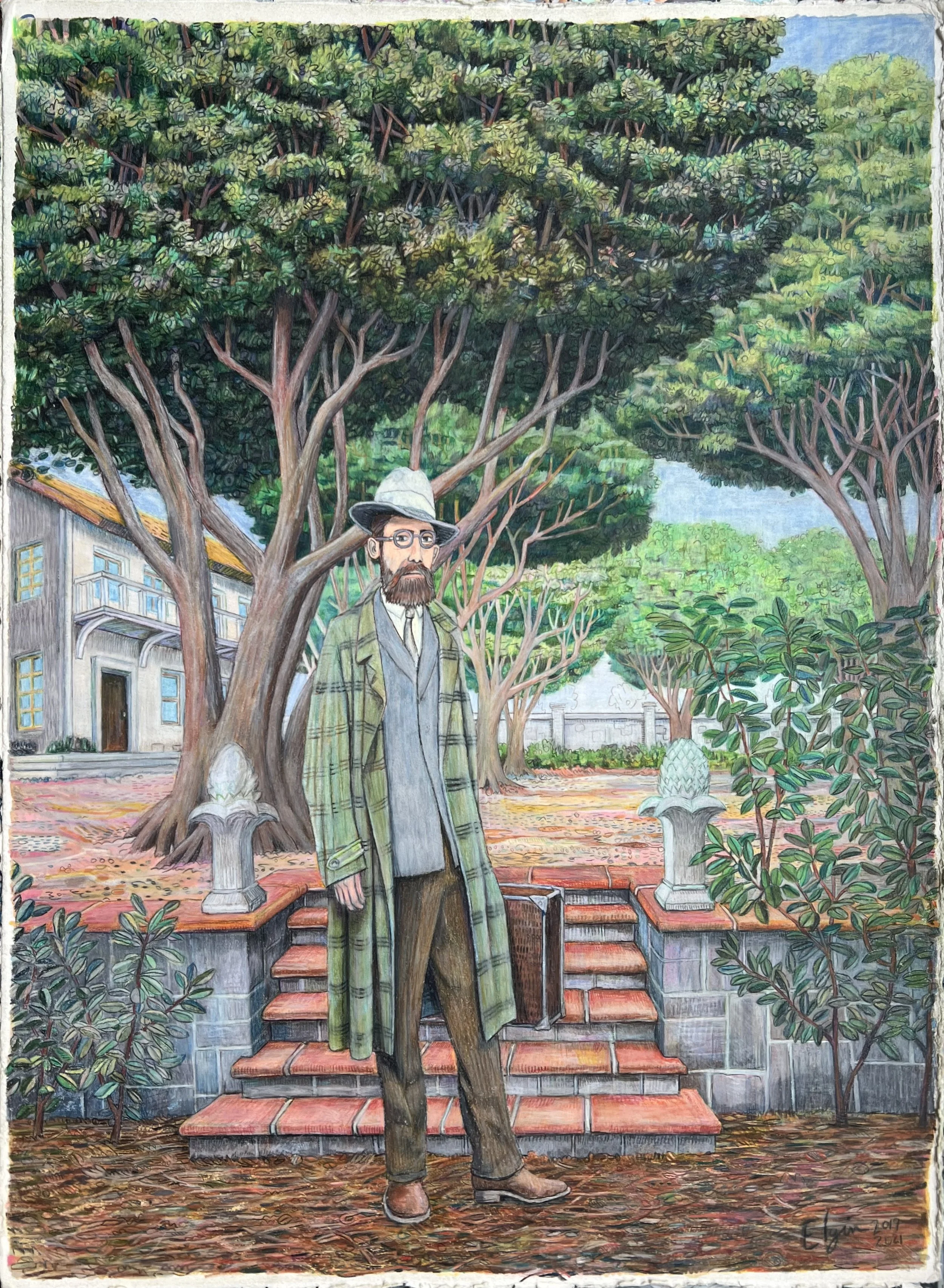 Matisse standing in front of his home