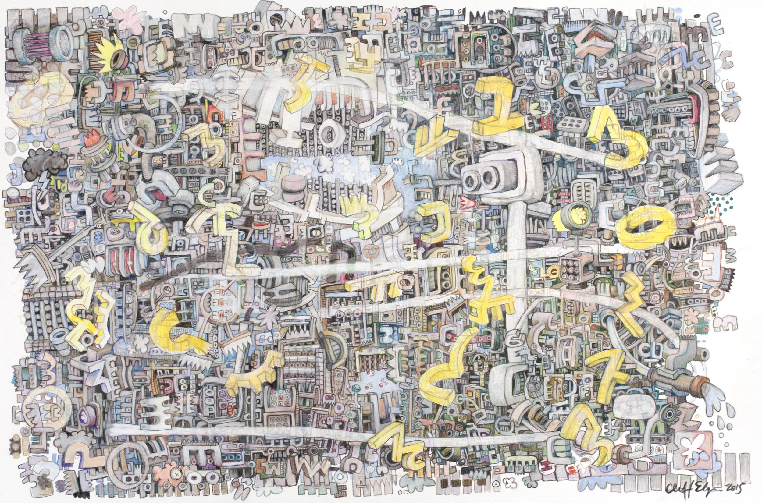 Abstract meditation drawing, pencil and paper 2015