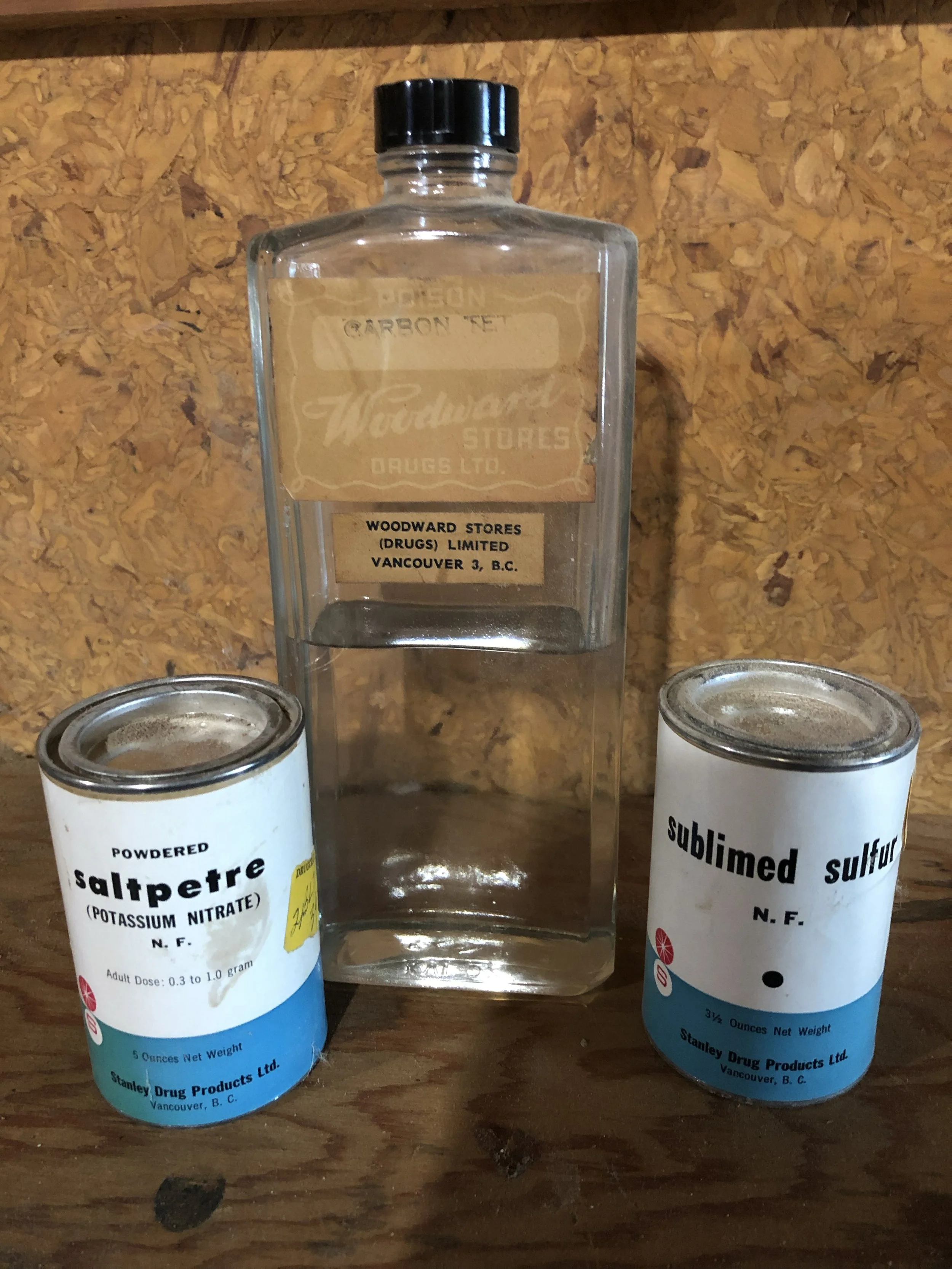 Antique bottle of Carbon Tet from Woodward Stores