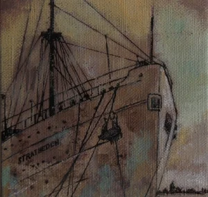 Dockyard miniature study, sold