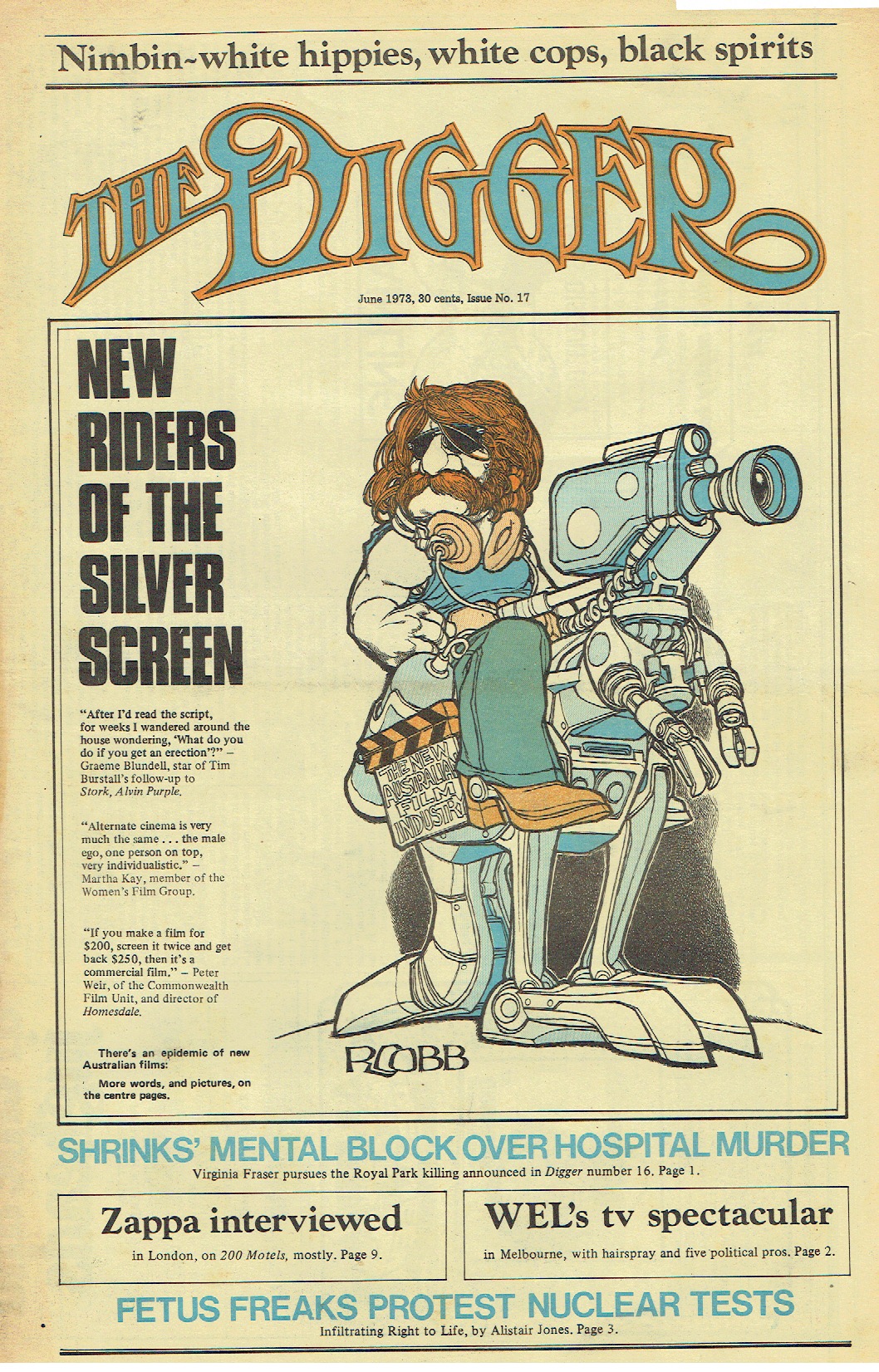 A 1973 cover page of The Digger, the magazine in which Helen Garner made her (fateful) reporting debut