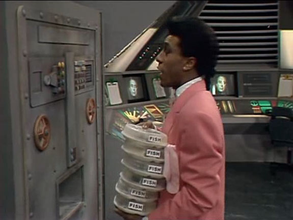 We ask the question: If they can get food instantly from the machines, how come they run out of certain foods in later episodes? Does it come from a stock? Is it like a Star Trek replicator? Does it matter?