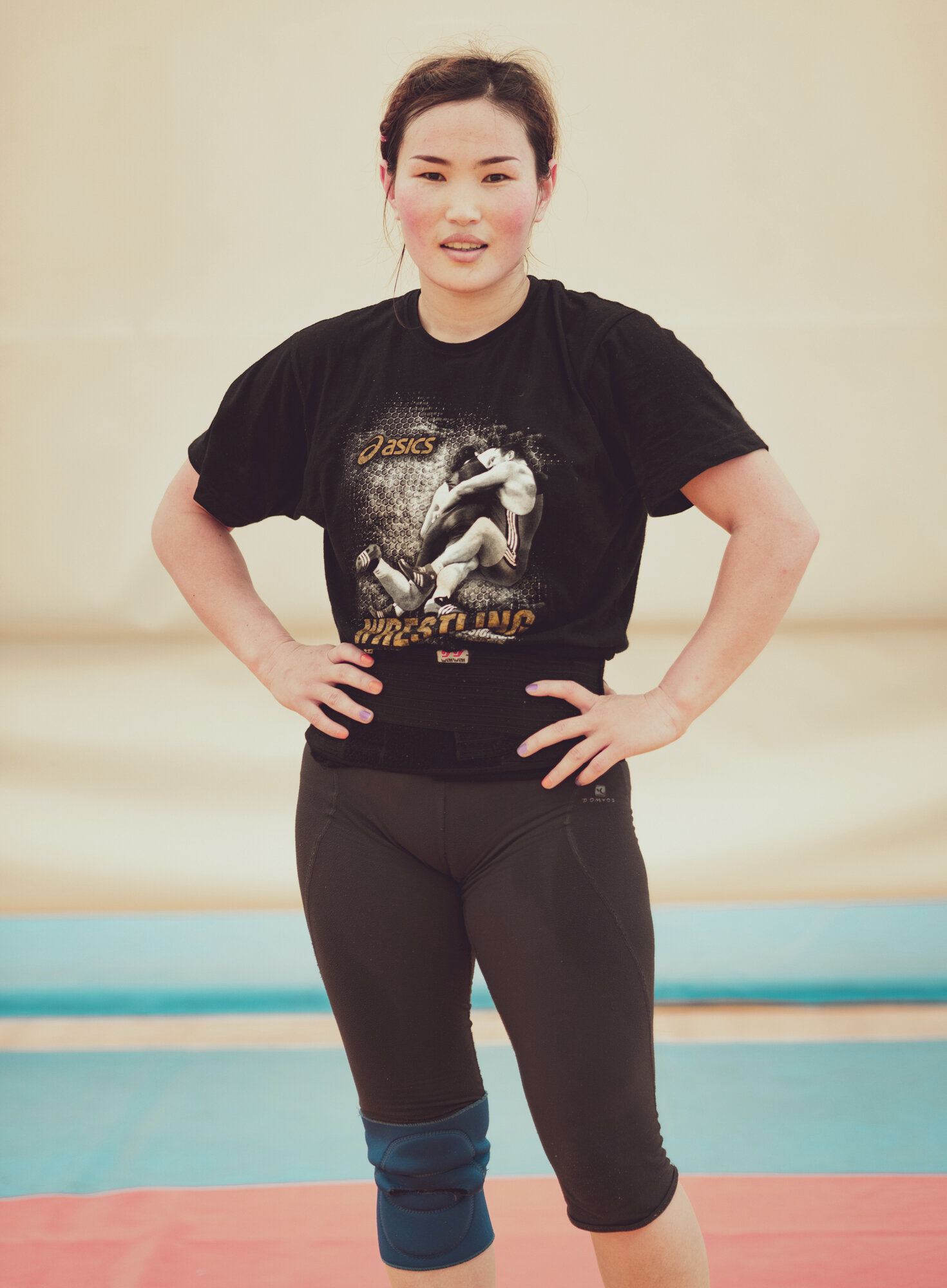   Training with the Mongolian women's wrestling team. Baku, 2015.  