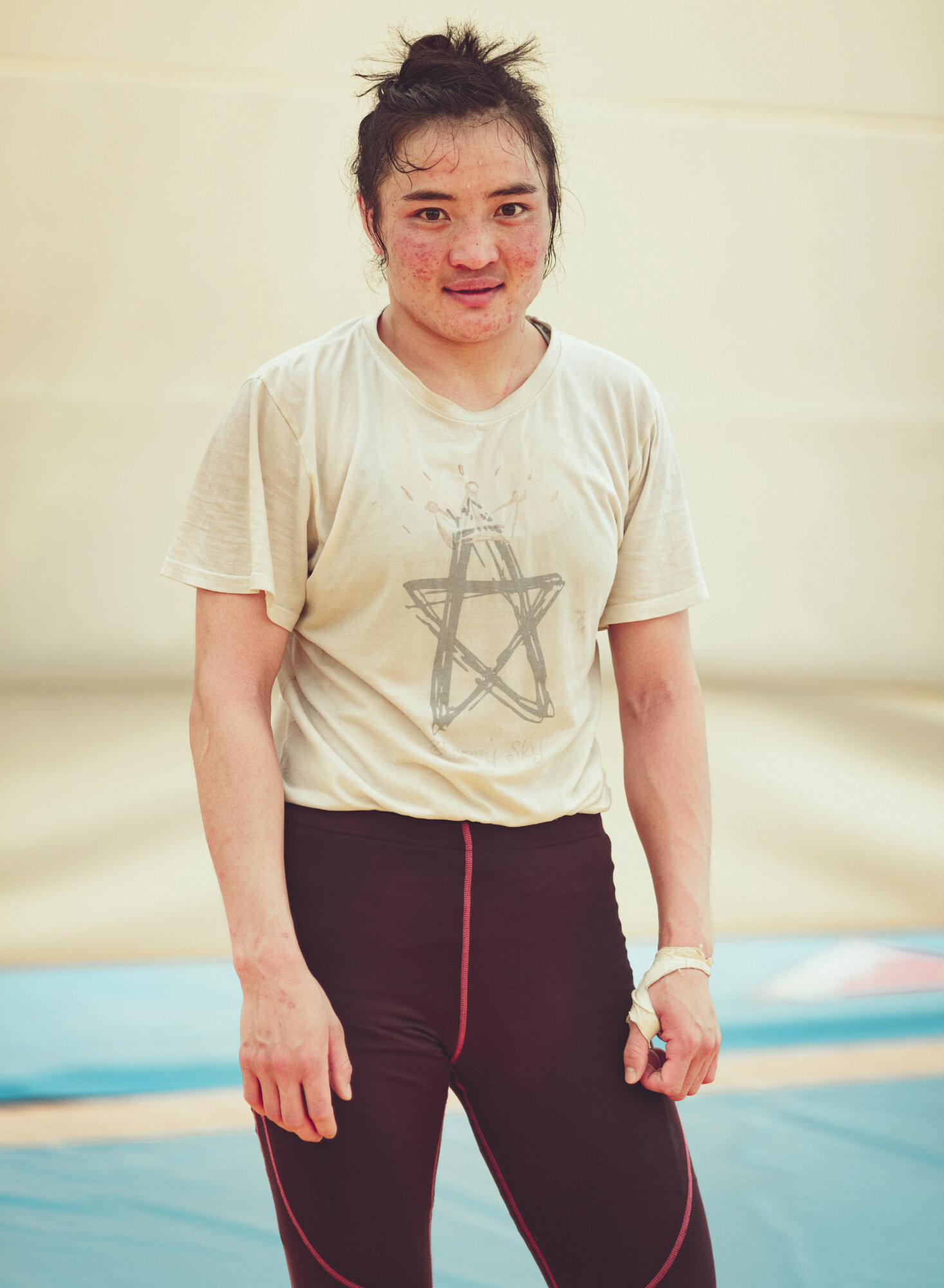   Training with the Mongolian women's wrestling team. Baku, 2015.  