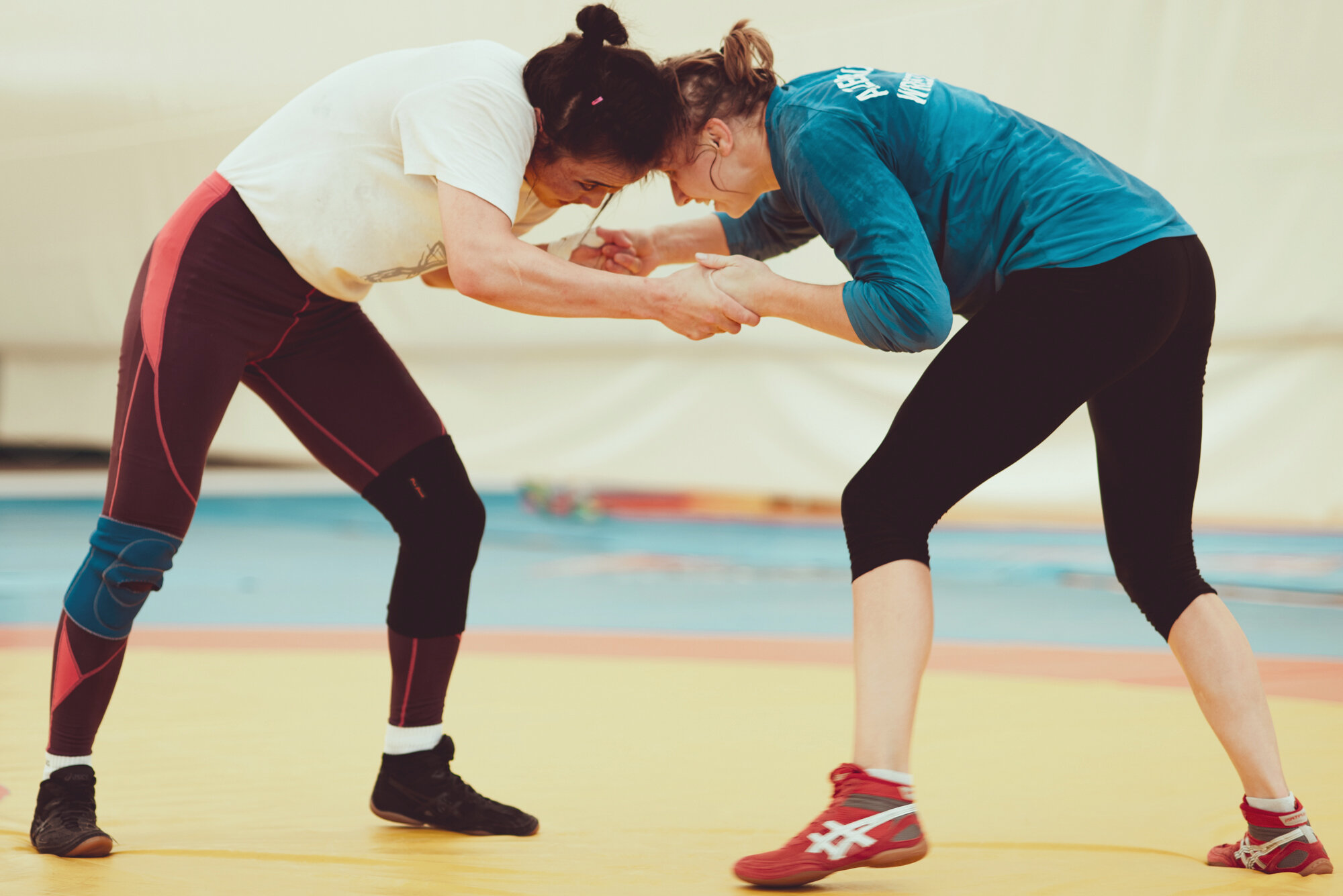  Training with the Mongolian women's wrestling team. Baku, 2015.  