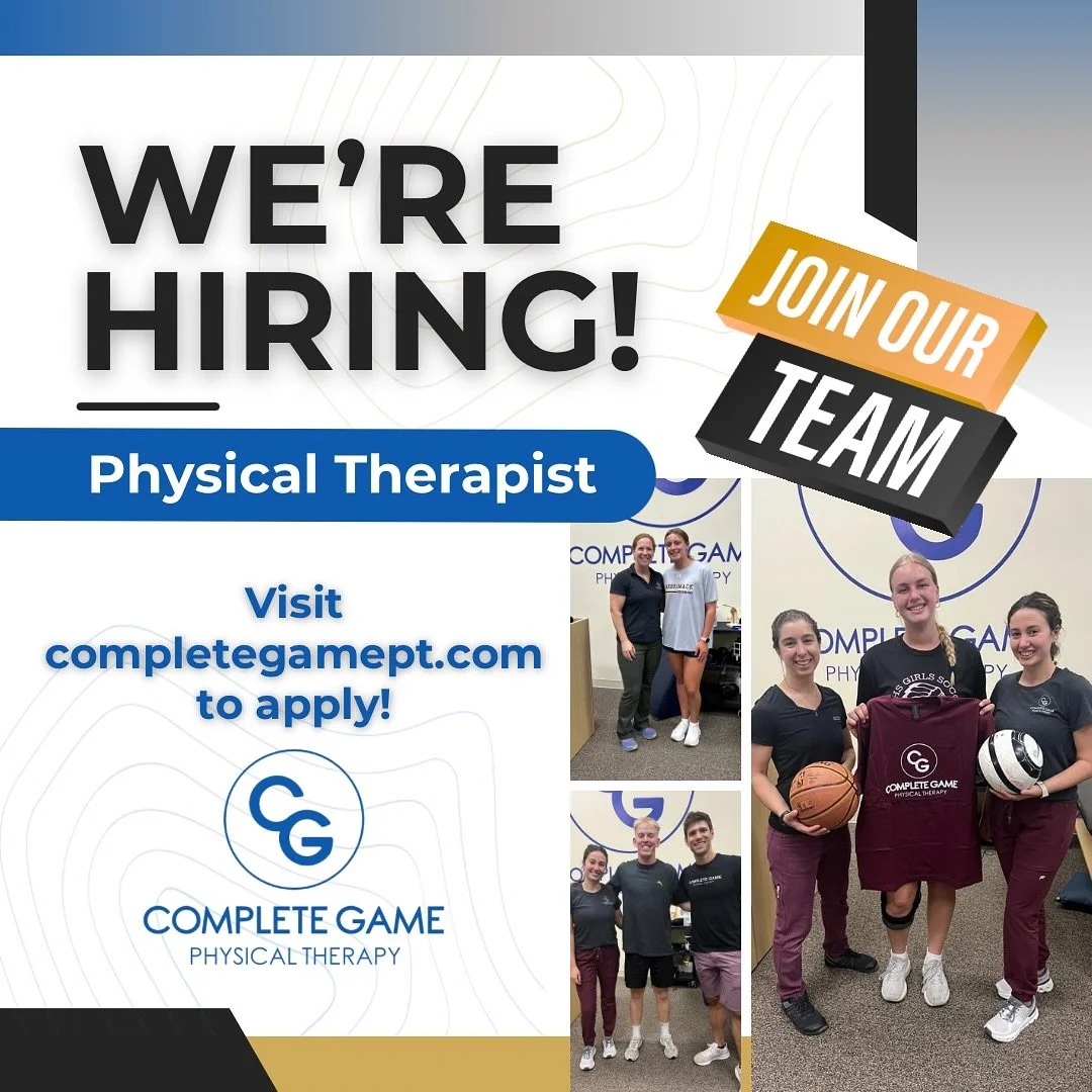WE’RE HIRING!!
Complete Game Physical Therapy is looking for a Physical Therapist to join our team!
Love working with athletes? Love helping people get back to their sport stronger and better than before? We’re looking for a Physical Th