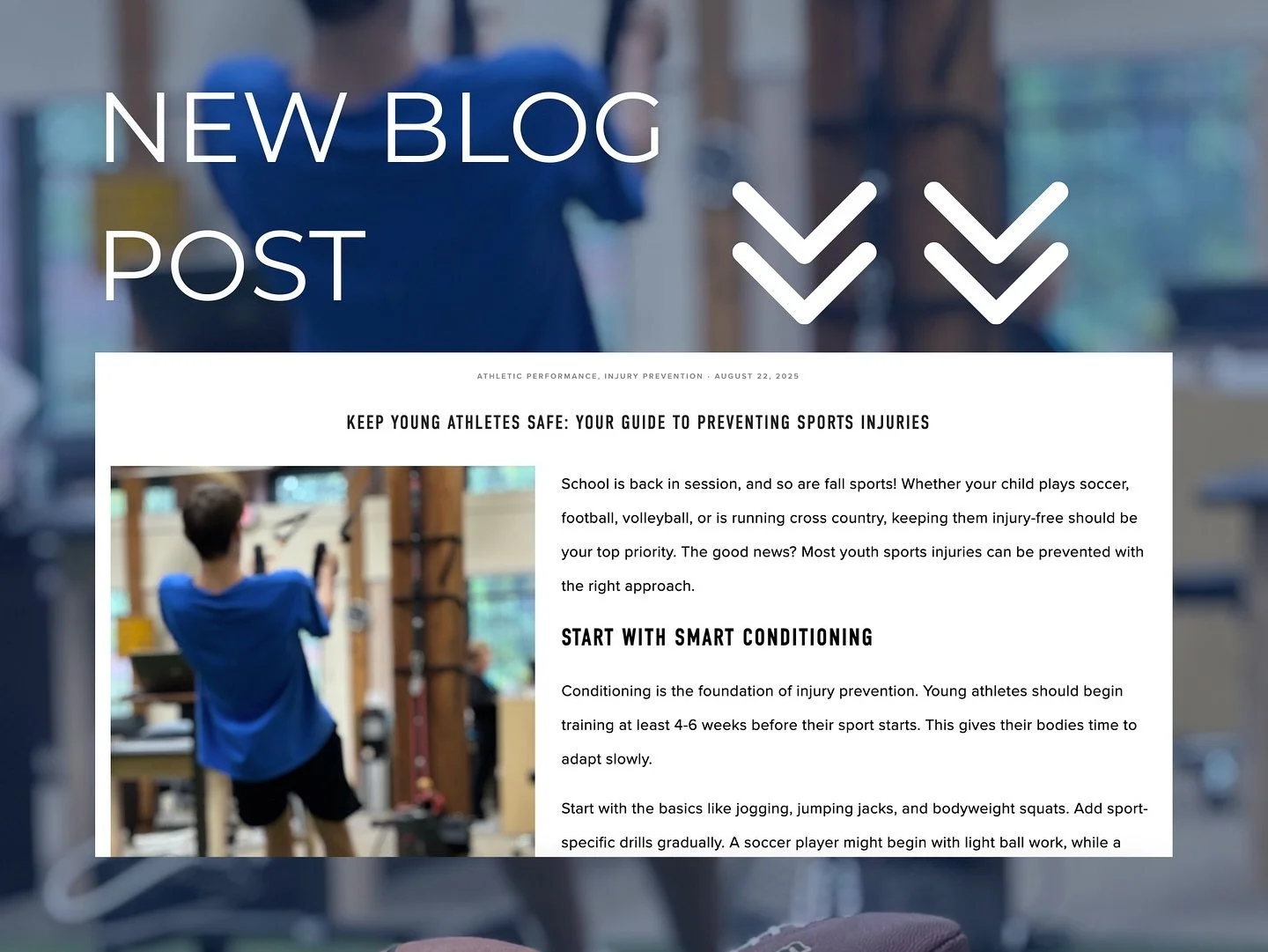 NEW BLOG POST!!
Fall sports are back! Keep your young athlete safe with a few simple tips:
✅ Build conditioning gradually
✅ Always warm up
✅ Prioritize rest + sleep
✅ Eat well & hydrate
✅ Listen to their body
If pain lingers, don’t wait&