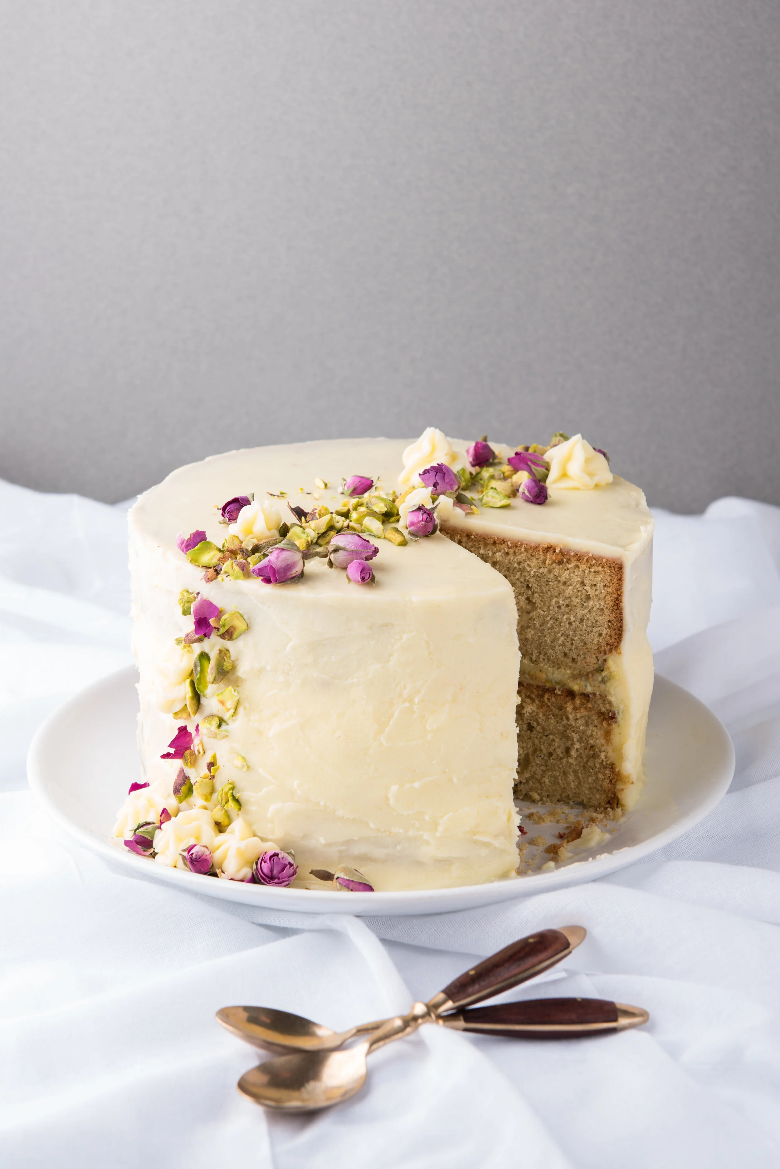 PISTACHIO AND ROSE CELEBRATION CAKE