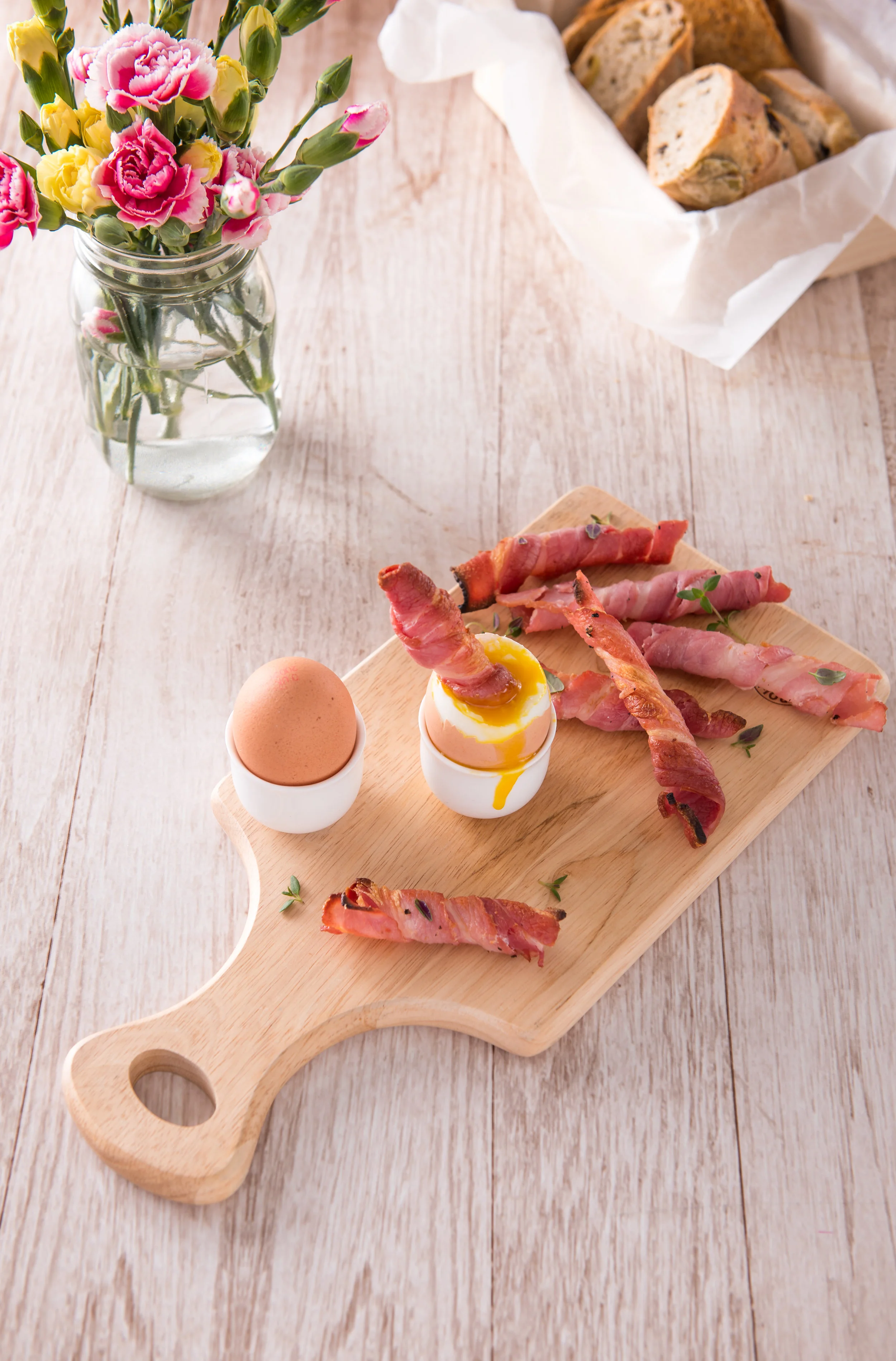 BOILED EGG AND BACON SOLDIERS