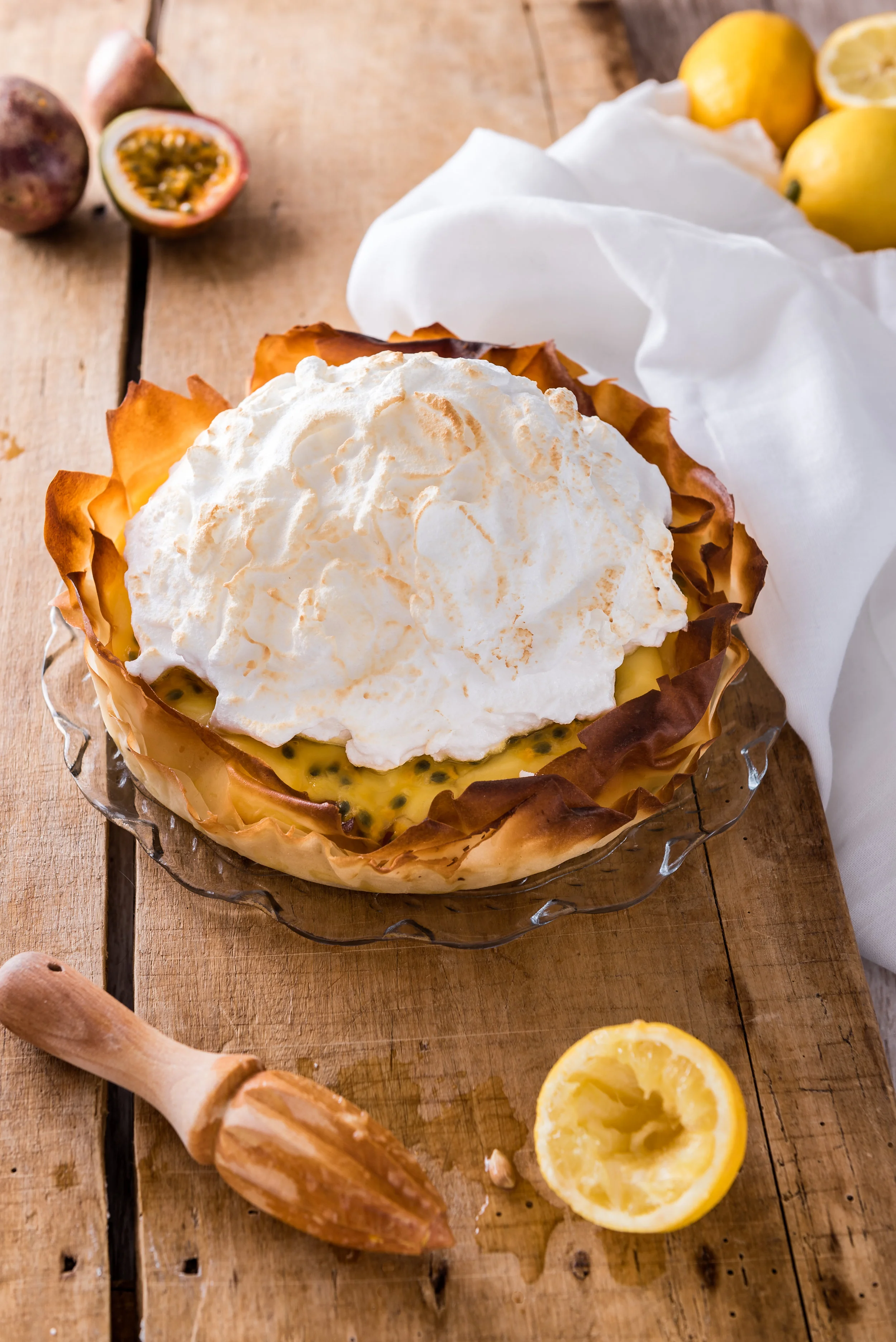 PASSION FRUIT & LEMON CURD MERINGUE PIE