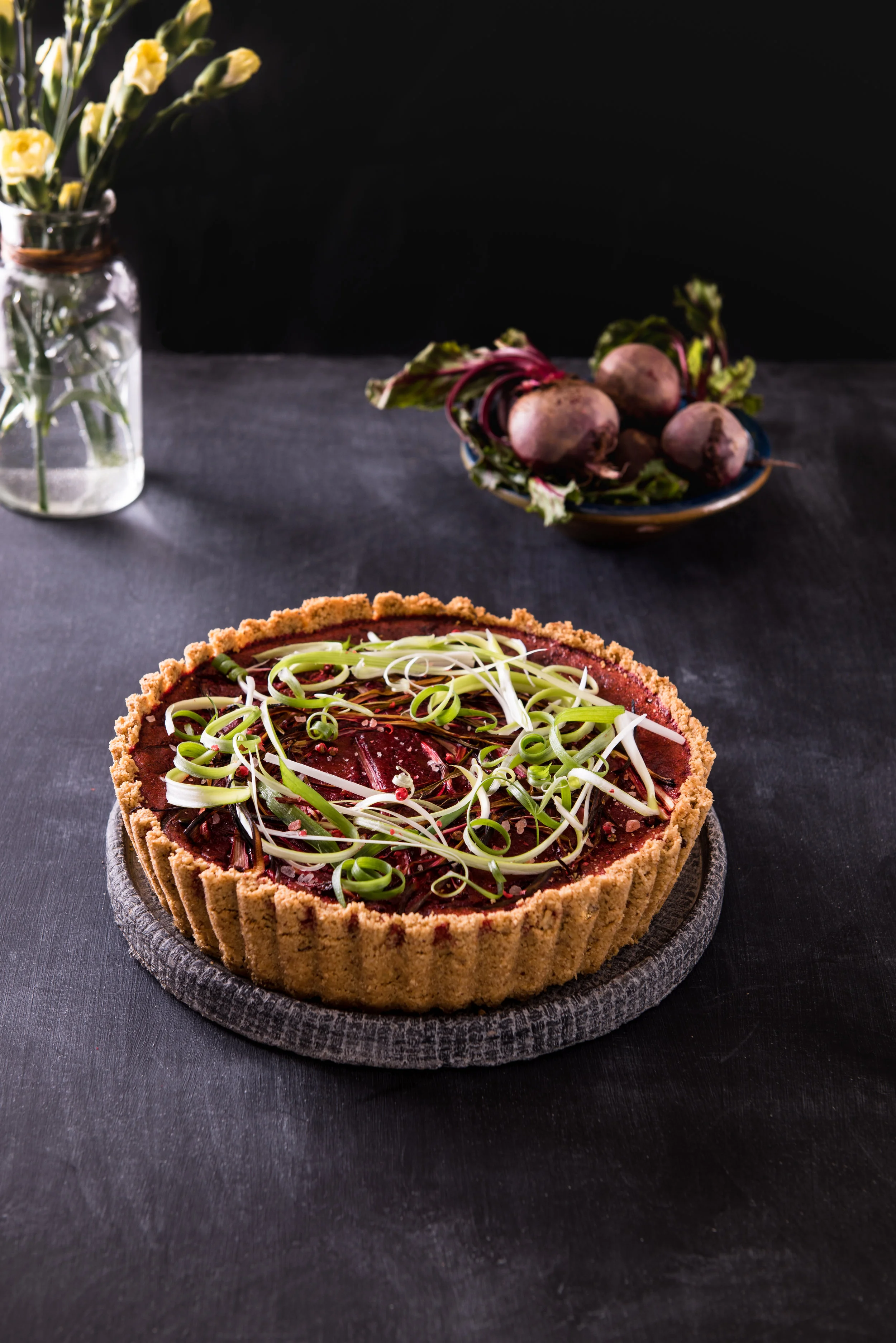 BEETROOT & SPRING ONION TART