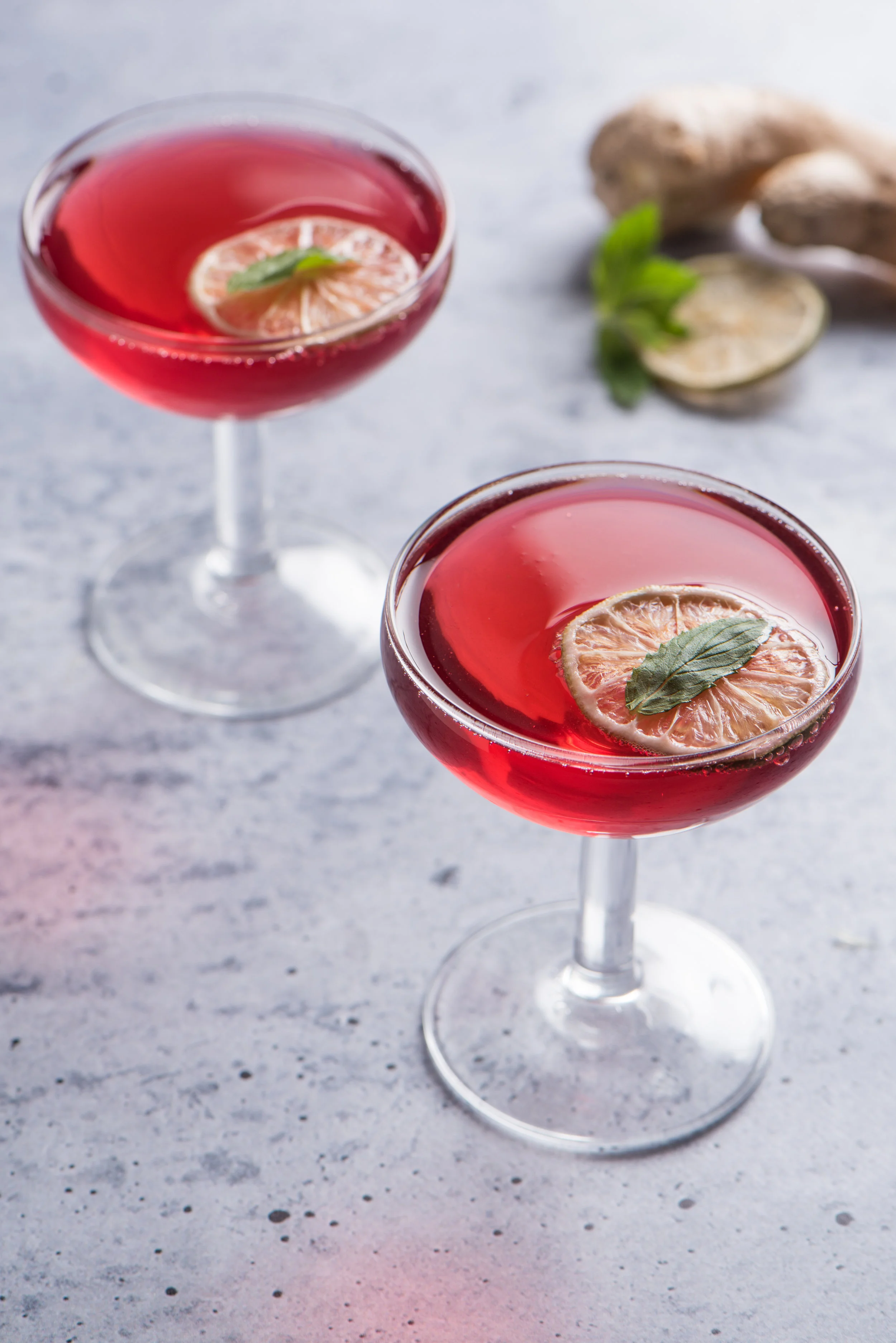 Cocktail with Lemon, Ginger and Mint