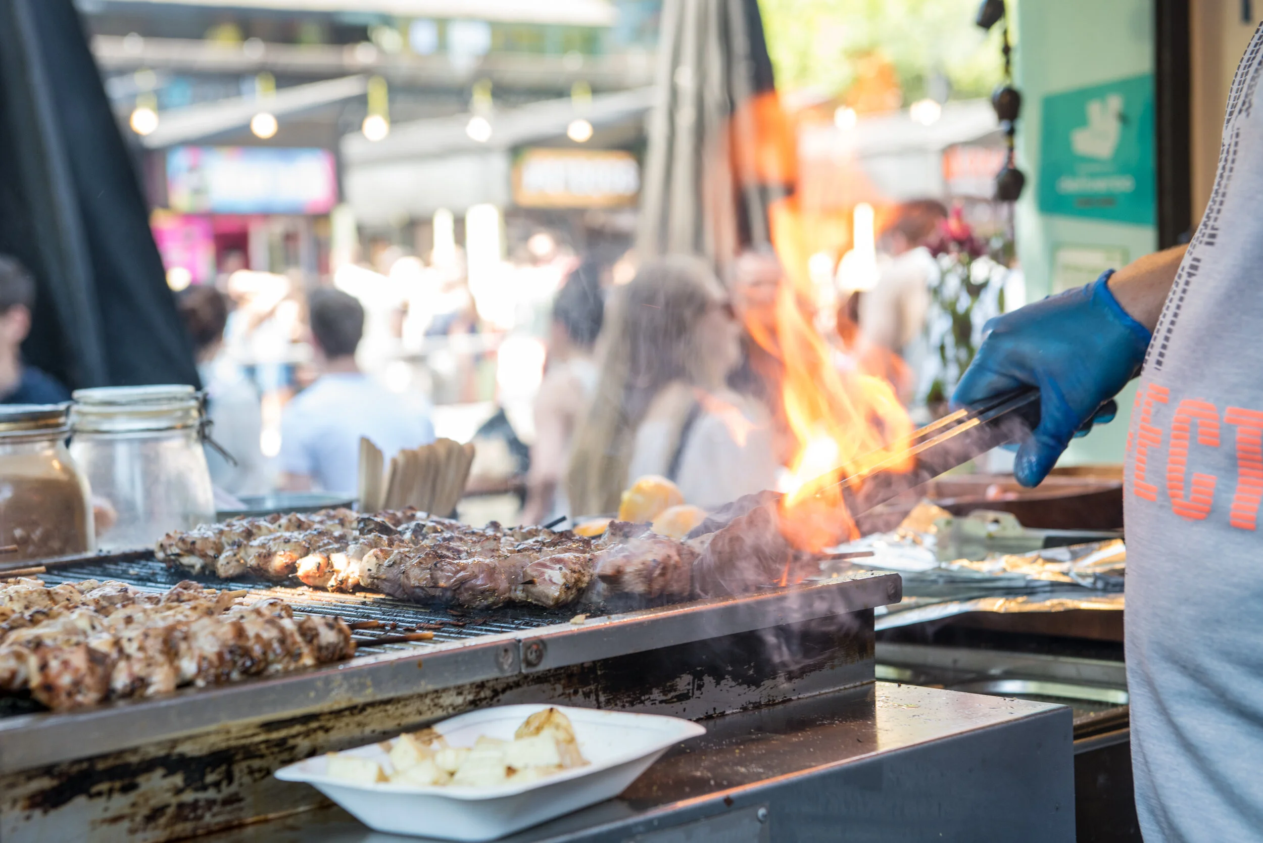Barbecued Meats Selection at a Camden Market Food Stall 
