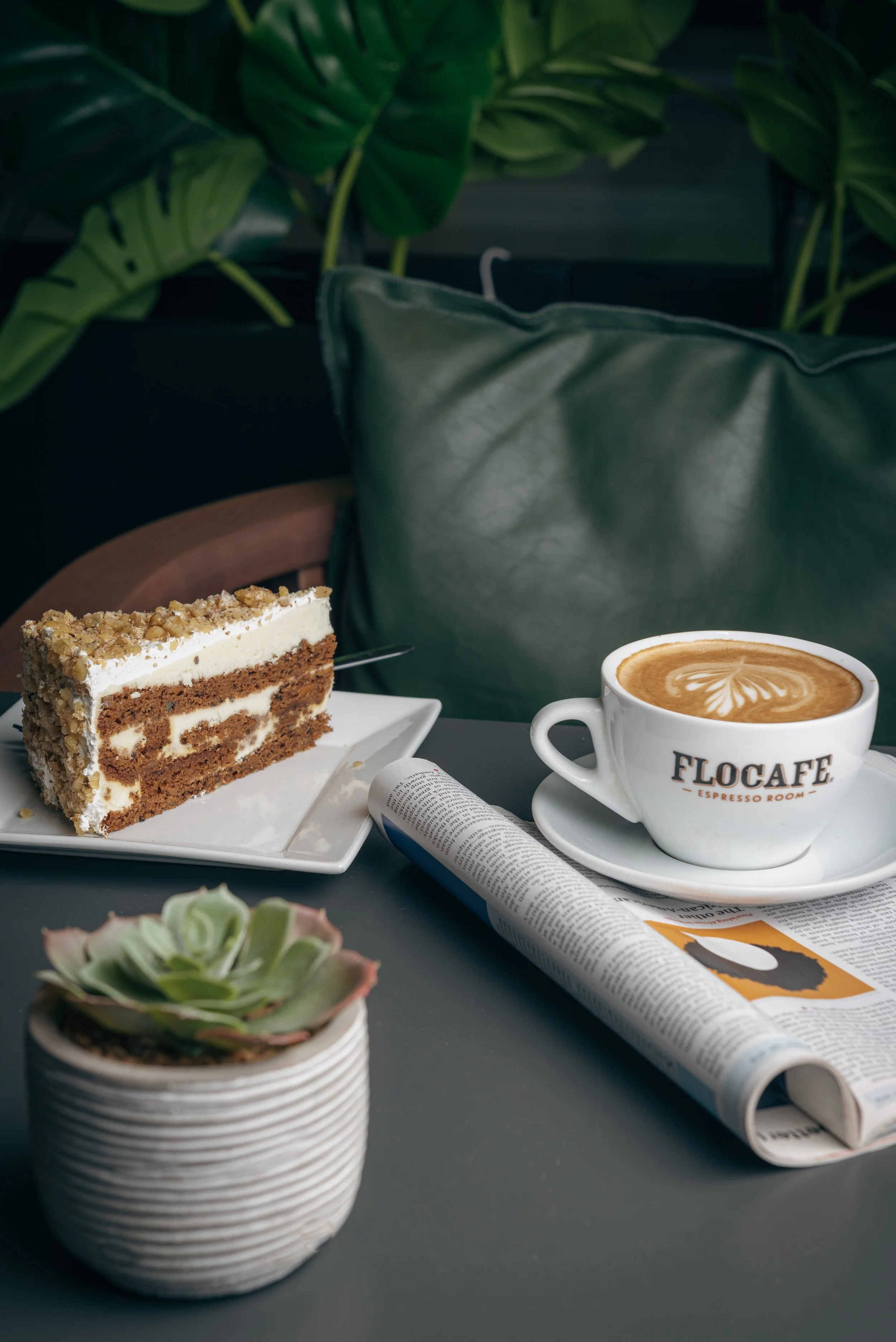 Flo Cafe Latte and Carrot Cake