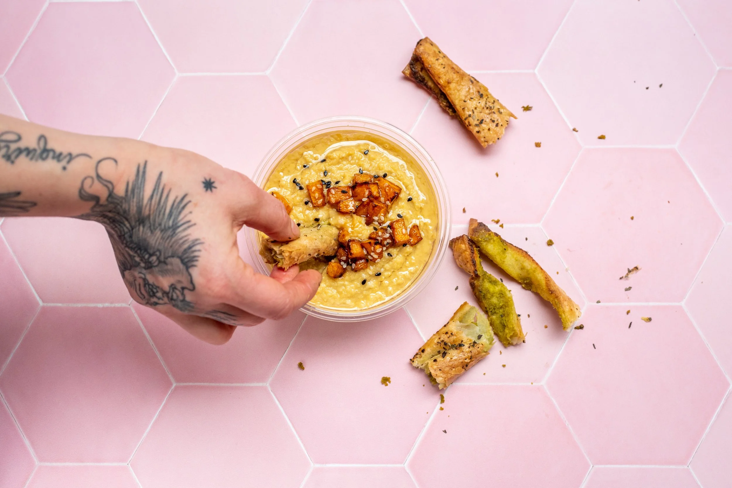 Genesis Hummus and Zaatar Breadsticks