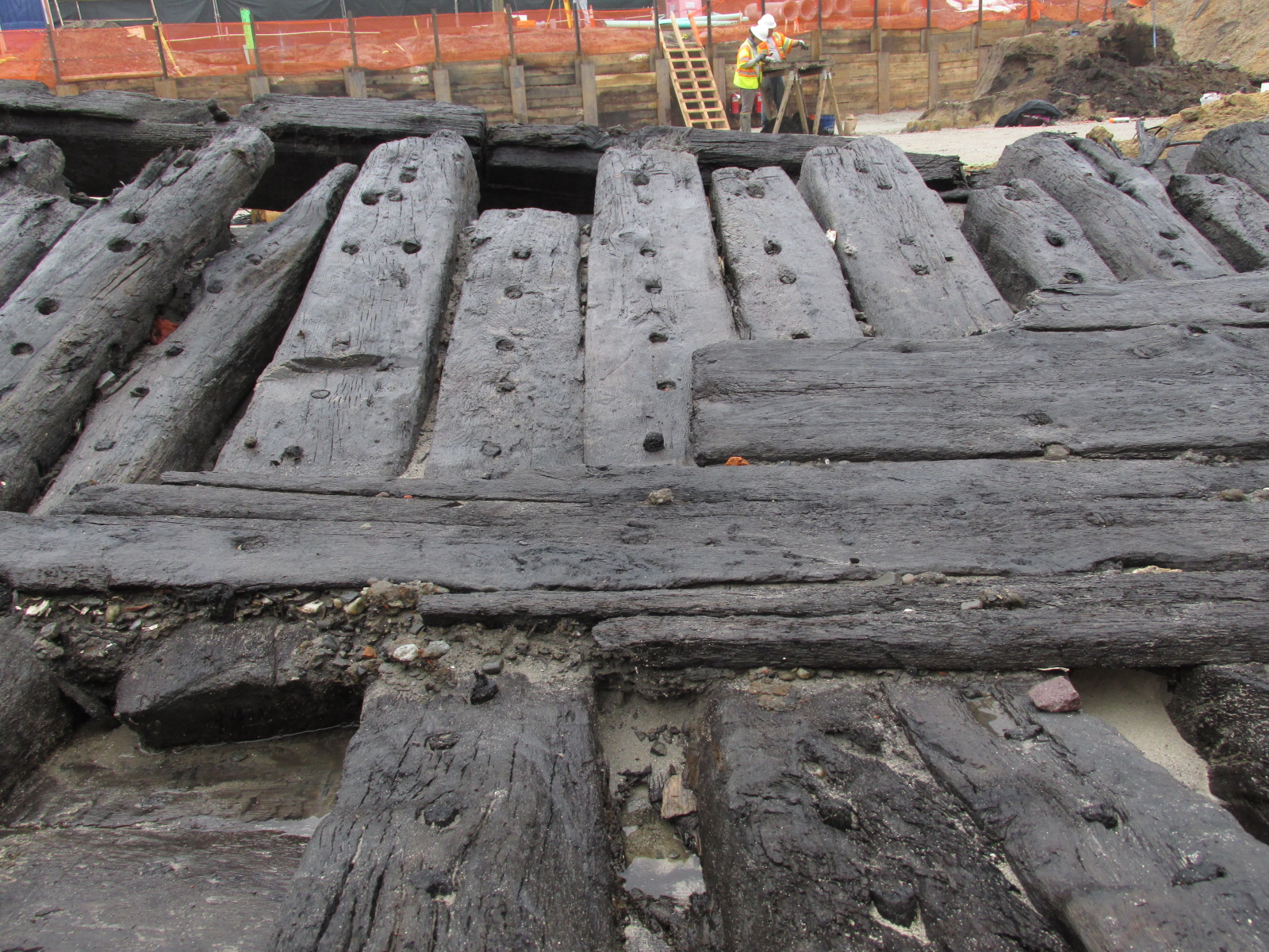  Detail of the framing and construction of the interior of the 18th-century ship.    