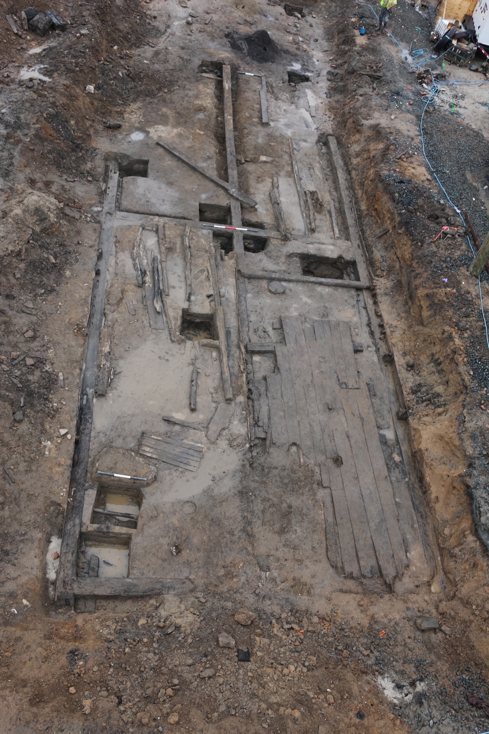  Aerial view of the remnants of the Carlyle warehouse, Alexandria’s first public warehouse constructed around 1755.       