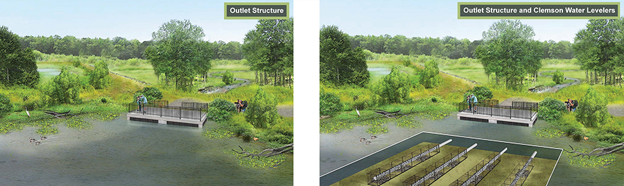 Huntley Meadows – Wetland restoration rendering used in public engagement process to illustrate a design component.