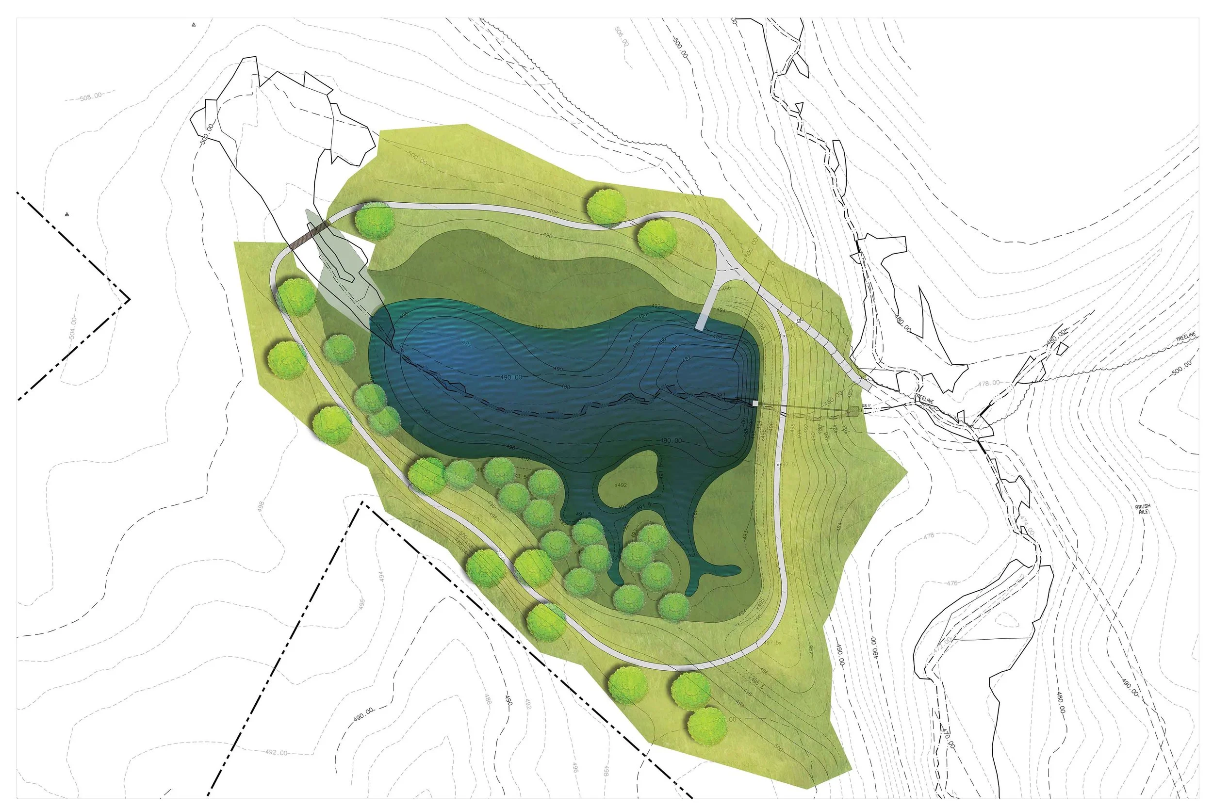 Canterbury – Plan rendering of a private pond and wetland system designed by WSSI 