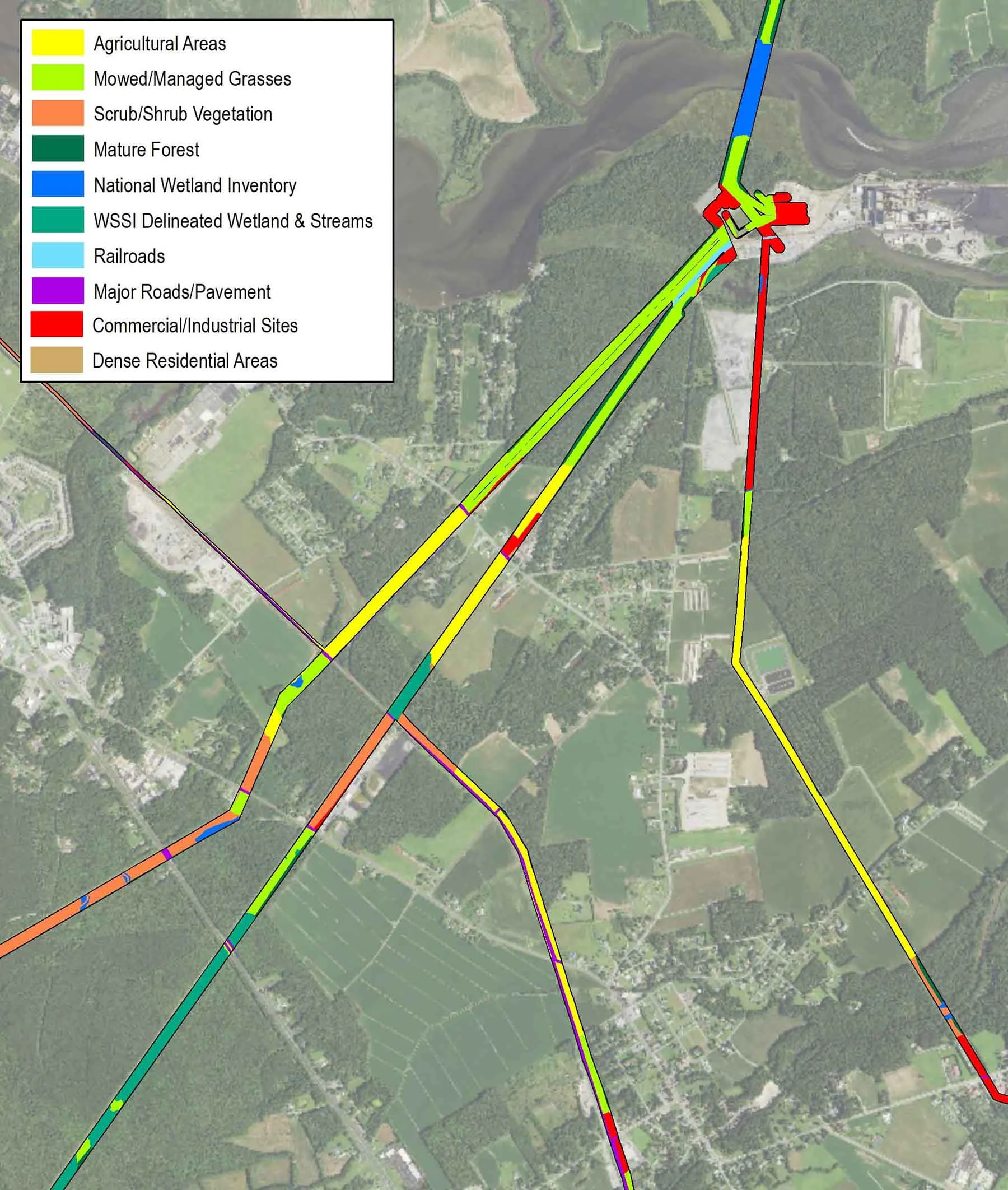 Example of typical GIS ROW analysis mapping for electric utilities (click to enlarge)