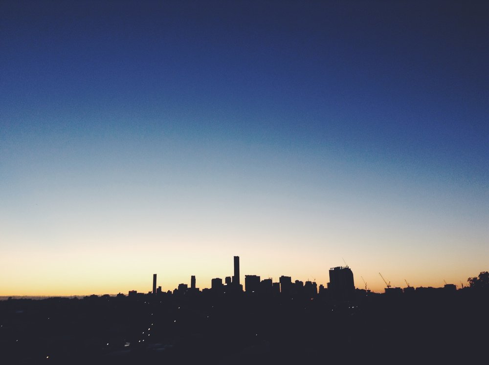 I was lucky enough to stay with a friend my first night in Brisbane with this view at sunrise. I listened to the amazingly vibrant wildlife and took some shots (film ones still to be developed)