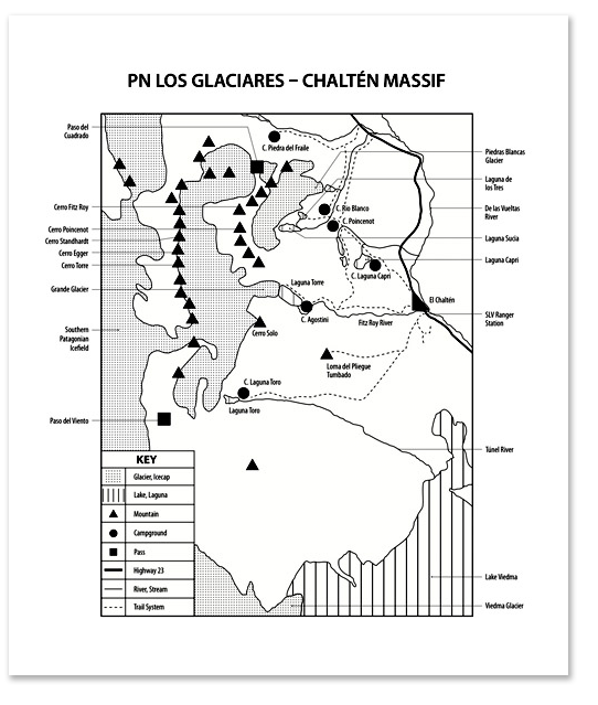 Map of Los Glaciares National Park