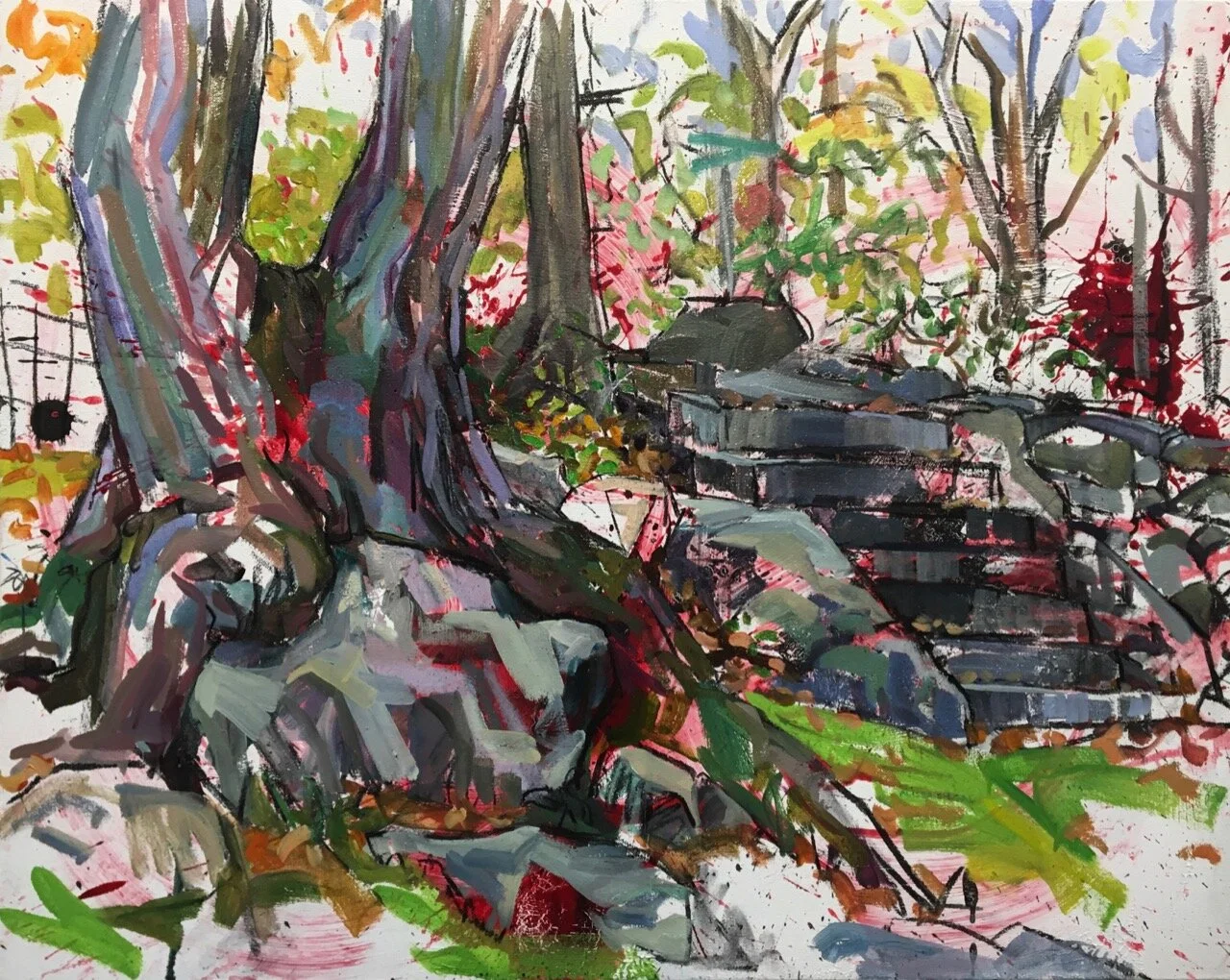 Back of Tree by Stone Steps