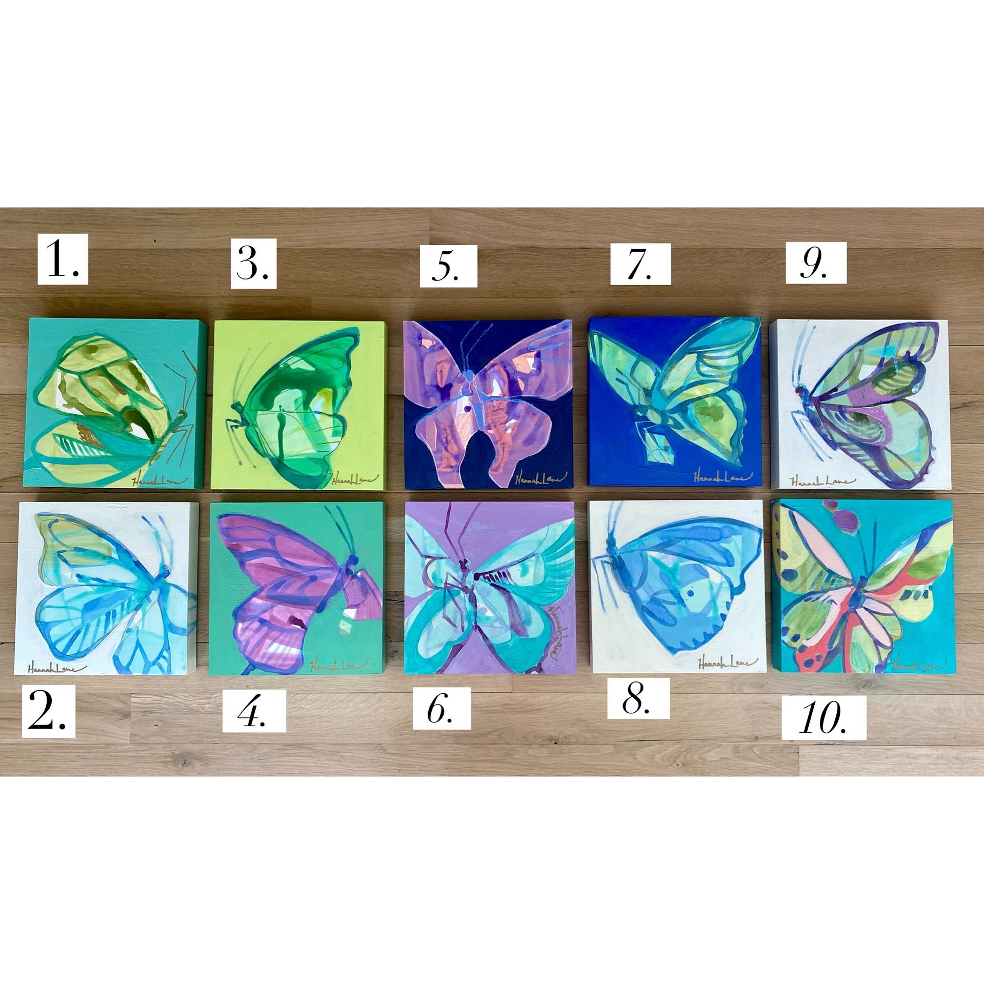 &ldquo;Beautiful Butterflies&rdquo; 🦋 
⠀⠀⠀⠀⠀⠀⠀⠀⠀
10x10x1.5 mixed media on gallery wrapped wood panel. $250 each. Please comment # (s) + &ldquo;SOLD&rdquo; in the comment feed &amp; DM me your email address. You will receive a pay pal invoice &amp; t