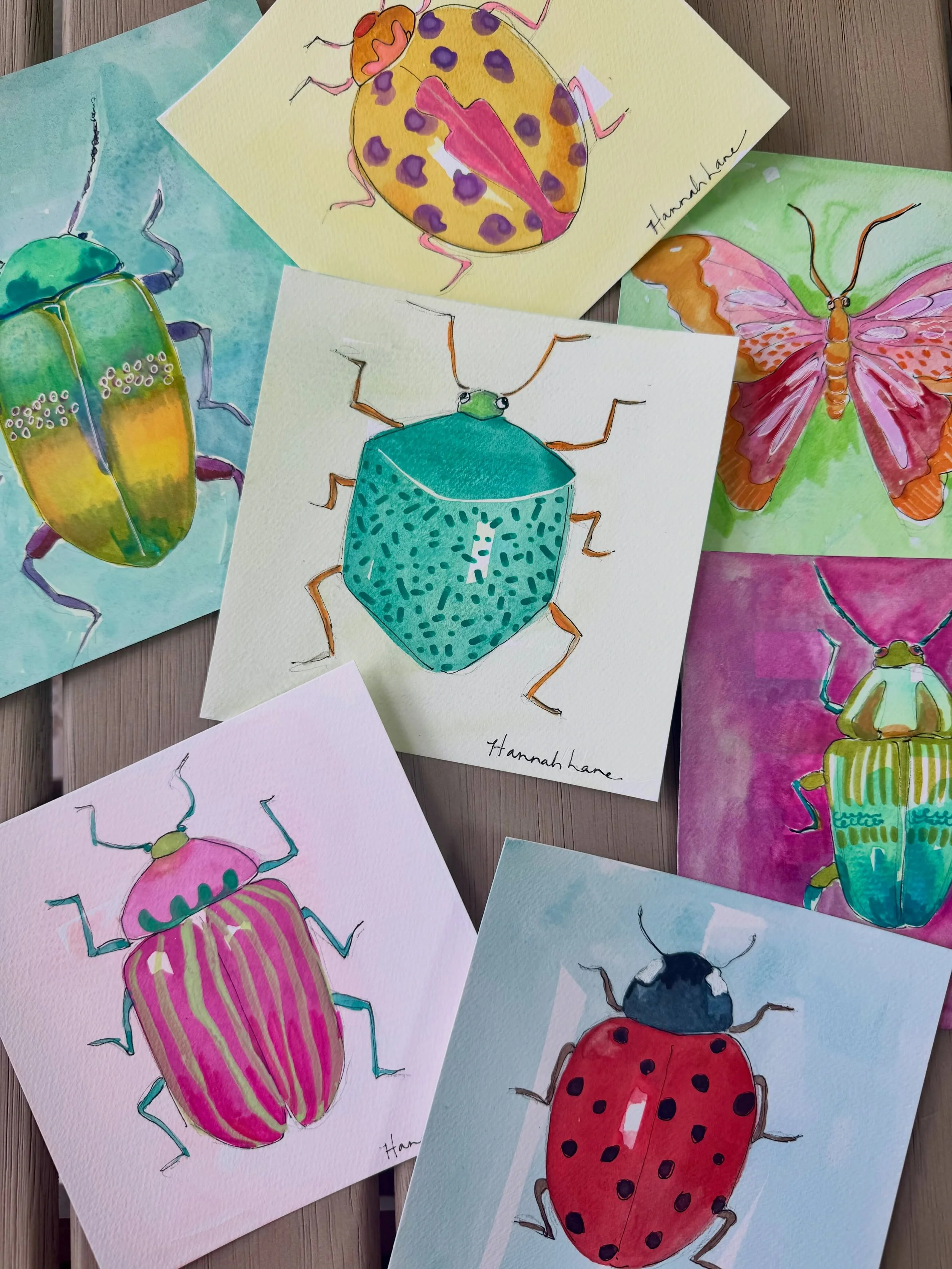 Weekly Watercolors 8 ~ B O G U S  B U G S 🪲🐞✨
⠀⠀⠀⠀⠀⠀⠀⠀⠀
Next up! A tiny parade of whimsical beetles, bugs, butterflies, and curious little crawlers&mdash;painted in the brightest, happiest colors you can imagine.
⠀⠀⠀⠀⠀⠀⠀⠀⠀
These cheerful mini origi