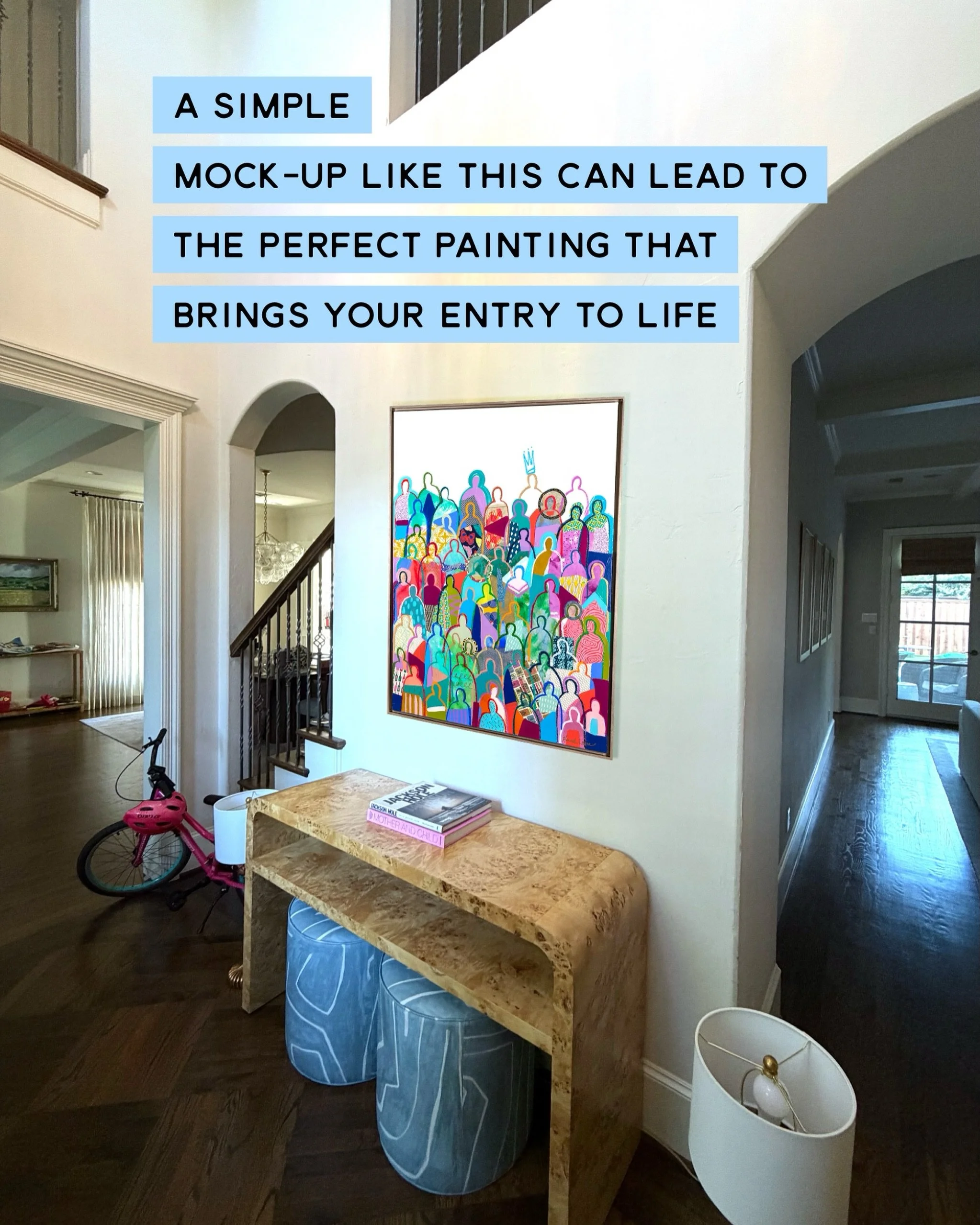 Crowd Painting Mockup &rarr; Forever Home Placement | Texas Edition 🤠✨

One of my favorite things is watching a painting go from a little idea on a screen to a forever home in a collector&rsquo;s space.

And I know&mdash;it can feel scary to buy ori