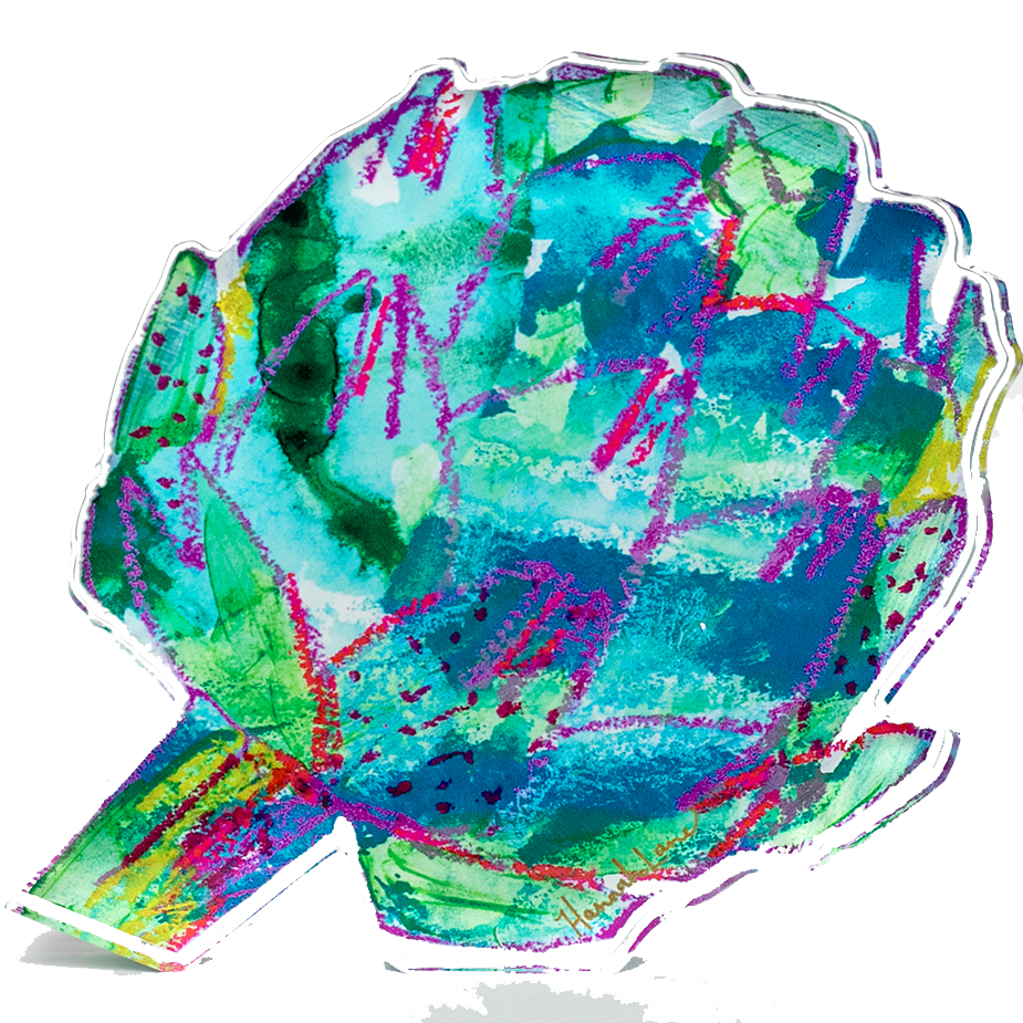 Blue Artichoke Acrylic Art, 5x5"