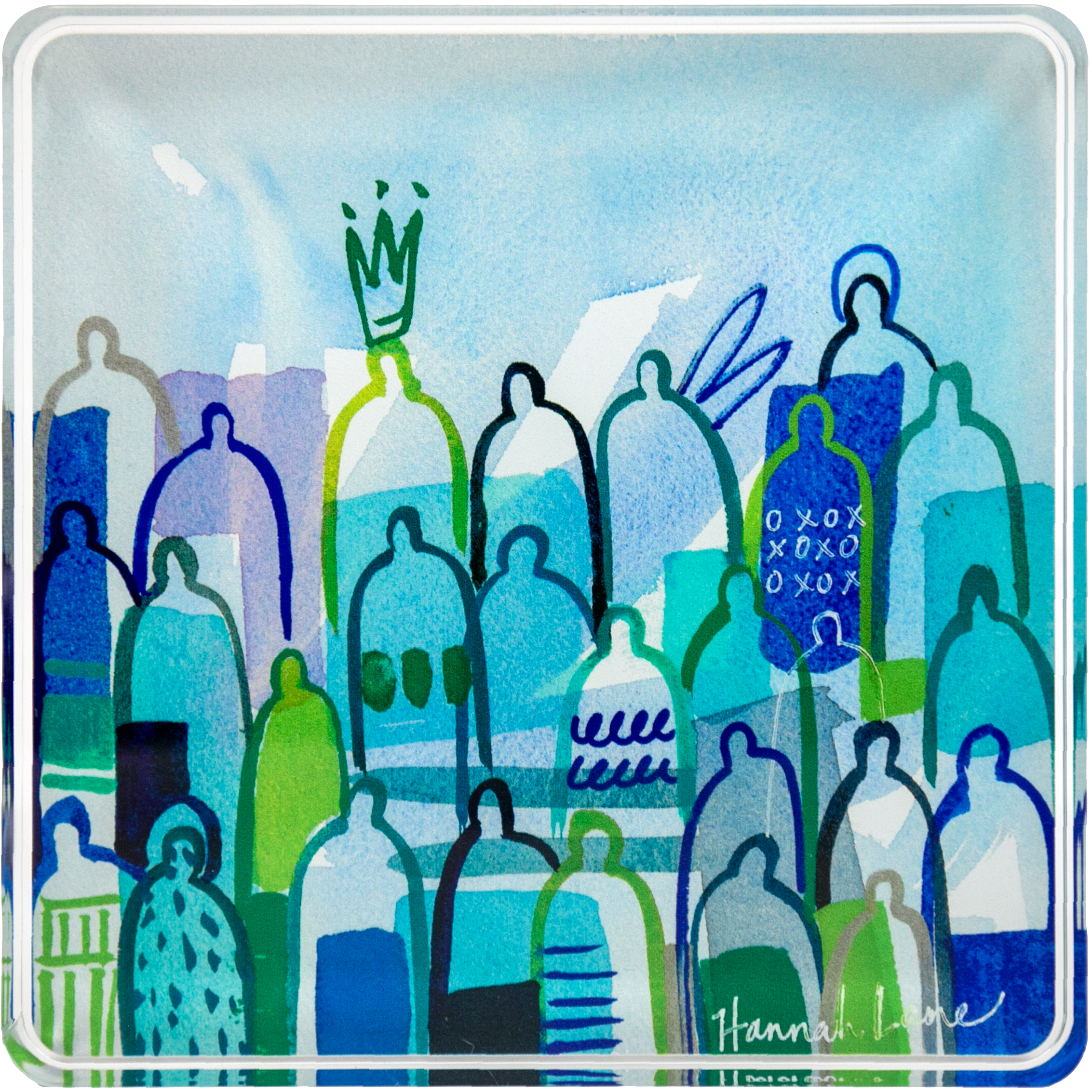 Blue Hour Crowd Acrylic Art, 5x5"