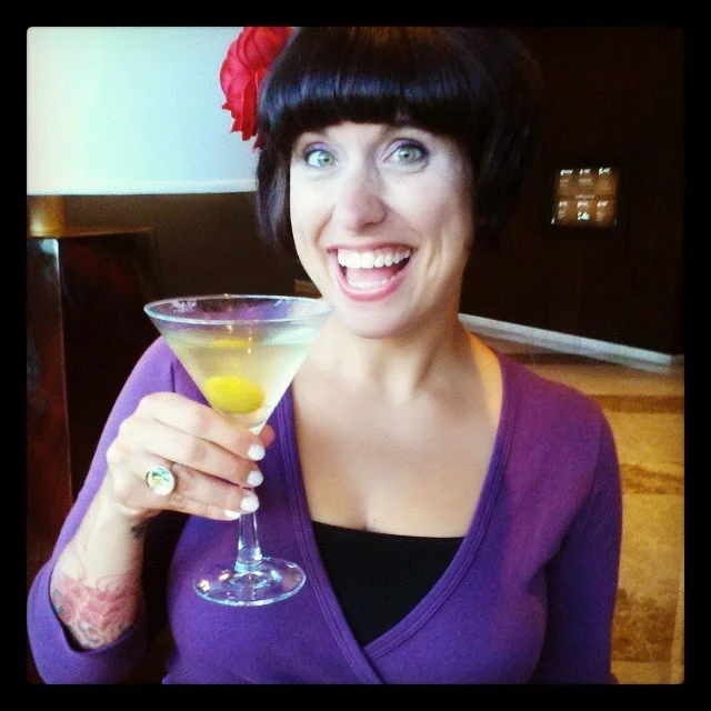 Me with one of my favorite libations - a dirty martini!