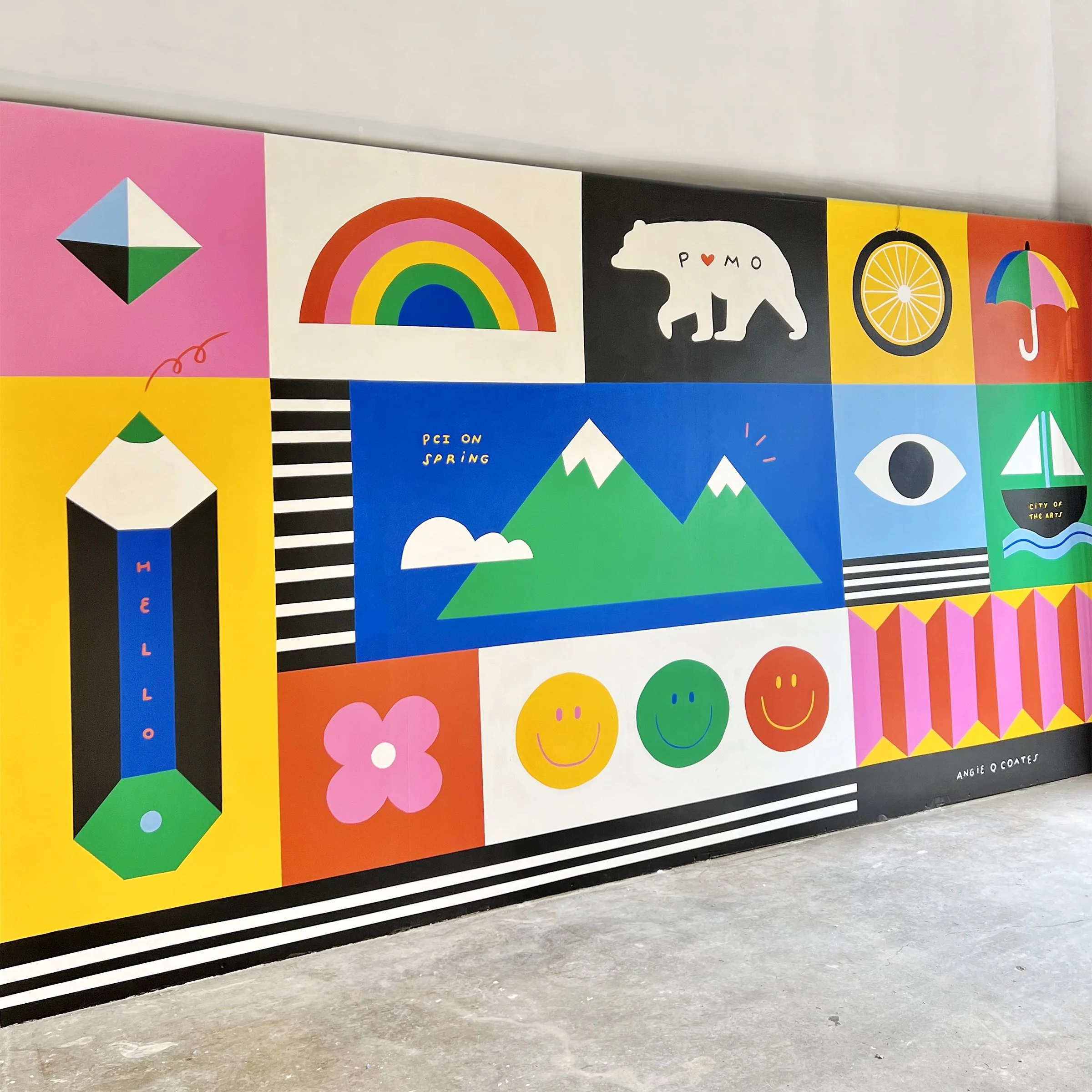 'PoMo Community' Mural on Spring St. 2023.