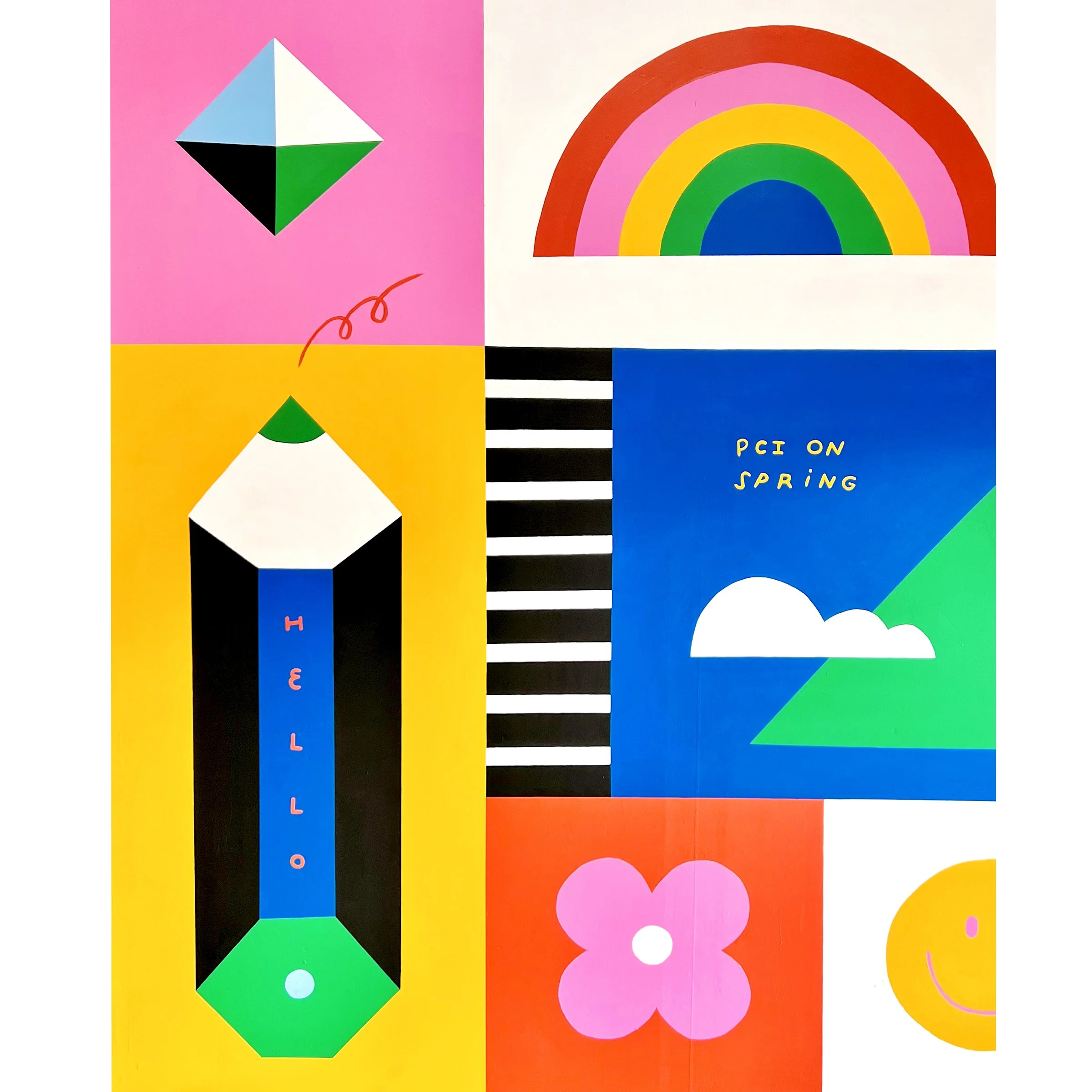 'PoMo Community' Mural on Spring St. 2023.