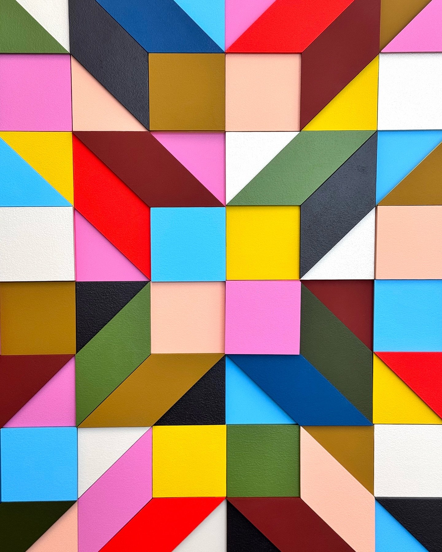 Excited to share my latest commission: Repetition Is the Only Form of Permanence V, the fifth piece in this geometric wood relief series. Made from over 80 individual wood pieces, this 24x24 inch artwork will be installed in a building lobby soon.
I 