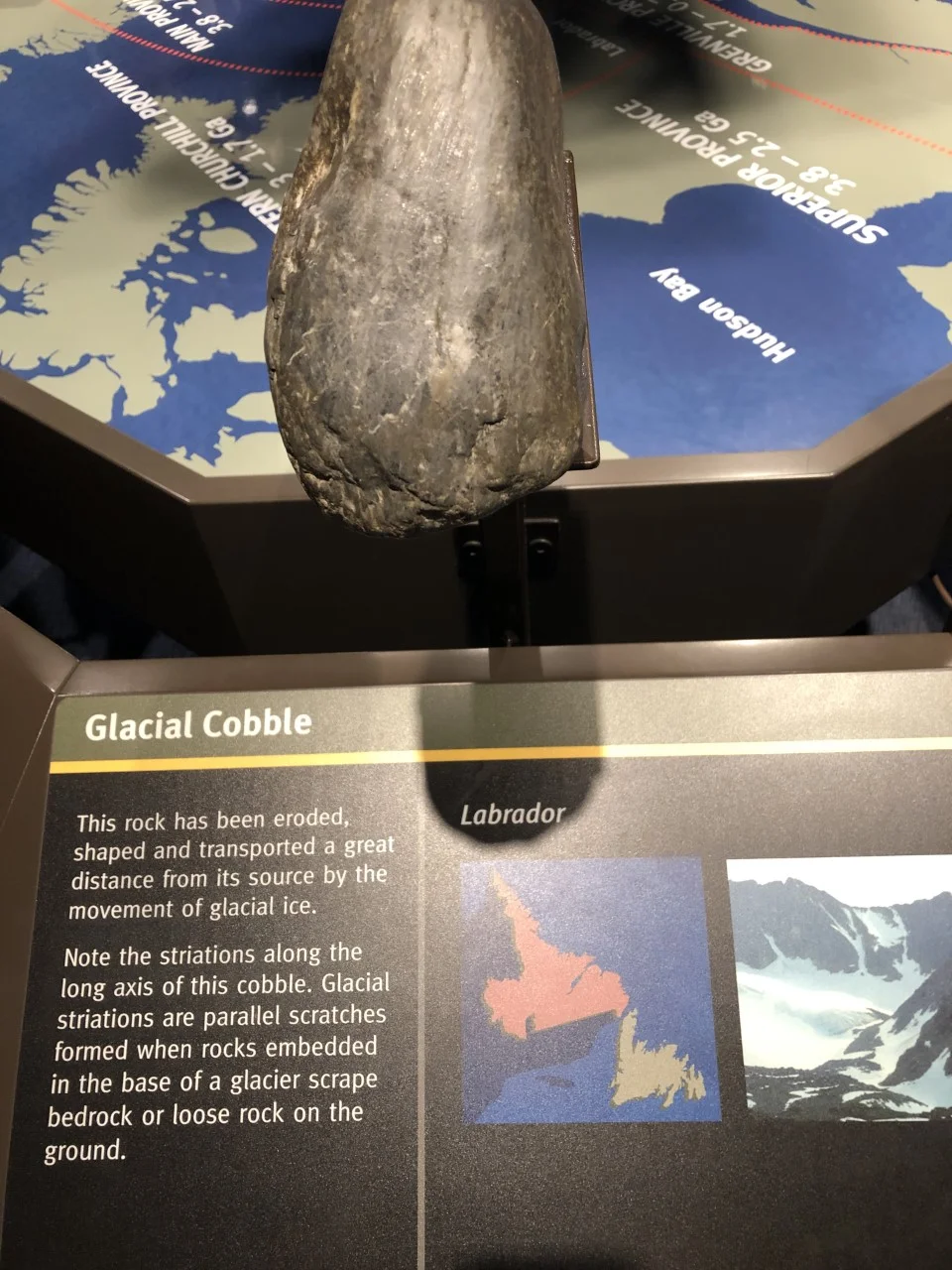The Geocenter is a museum dedicated to the earth science of the province. They had thousands of rocks, some of which were over 1 billion years old! This glacial cobble made me think of the work we are doing in 5th grade on constructive and destructive forces of landforms.