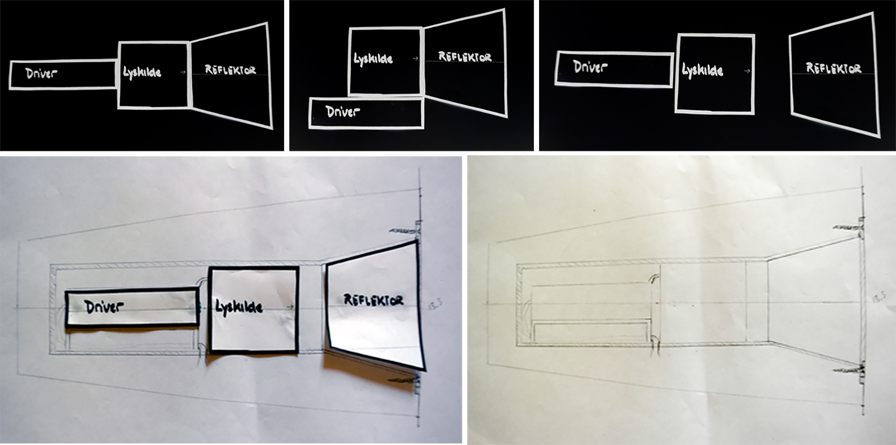 Interior quantitative structure analysis. - Testing the structure of the product based on different combinations of the fixed electrical components. - Selected shape and internal structure for further development