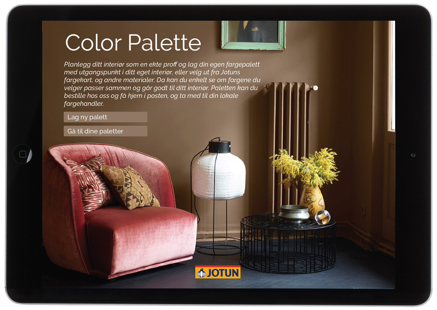 2. Information about the service. Choose whether to create a new palette or go to your saved palettes