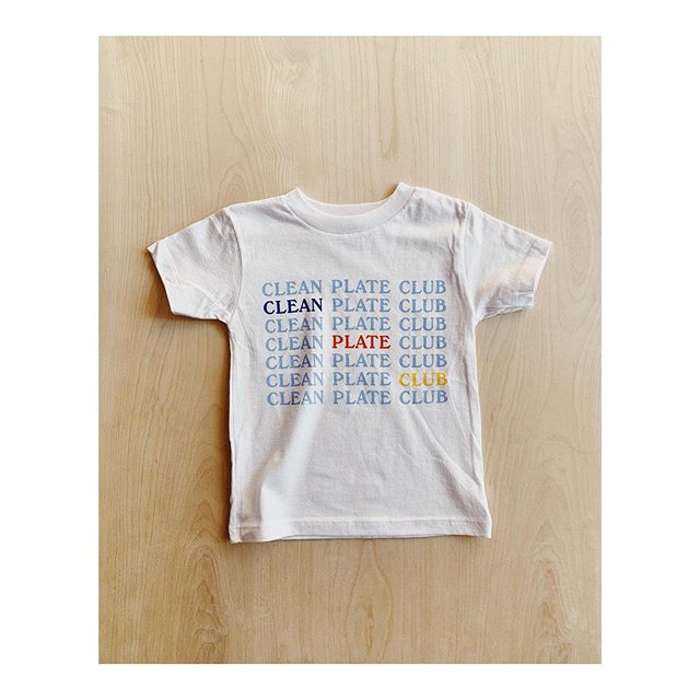 Kids tees have arrived! Say hello to our Clean Plate Club series (3/4). Sizes 2T-5T. My son&rsquo;s plate is always clean, but most of it is on the floor. But no matter, anyone is part of the club! These cuties will be up in the shop soon ✨