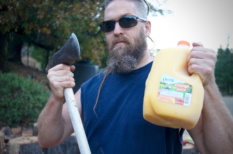 Eat-Split-Repeat. The human body is incredibly efficient. I can split a lot of firewood on that gallon of OJ. nah nah NAH nah nah na!, when I was a young boy, nah nah NAH nah nah na!, about the age of five, nah nah NAH nah nah na!, my mama said, nah nah NAH nah nah na!, I'd be the best wood splitter alive, nah nah NAH nah nah na! now I'm a man, nah nah NAH nah nah na!, way past twenty one, nah nah NAH nah nah na, and you know splittin' wood, nah nah NAH nah nah na, is a whole lotta fun!, nah nah NAH nah nah na!, cause I'm bad!, nah nah NAH nah nah na, b-b-b-b-bad!, nah nah NAH nah nah na!, bad to the bone, nah nah NAH nah nah na! :)