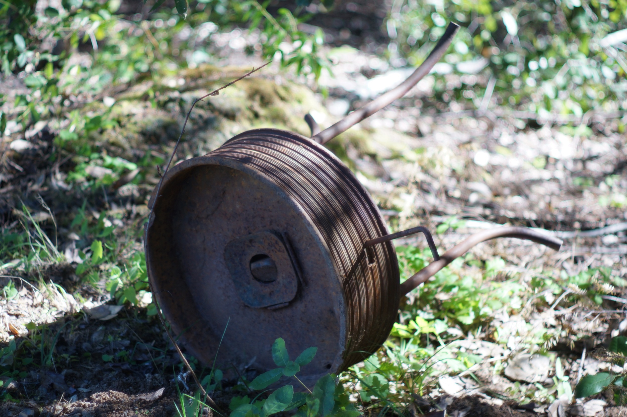 An old forge left here by a logging crew. From an era where the average group of workmen probably had in it some guy that was handy with a hammer and a pair of tongs. Town was 10 miles down bad unpaved roads, and ten miles back up, so why hold up work when you can fix stuff on site?