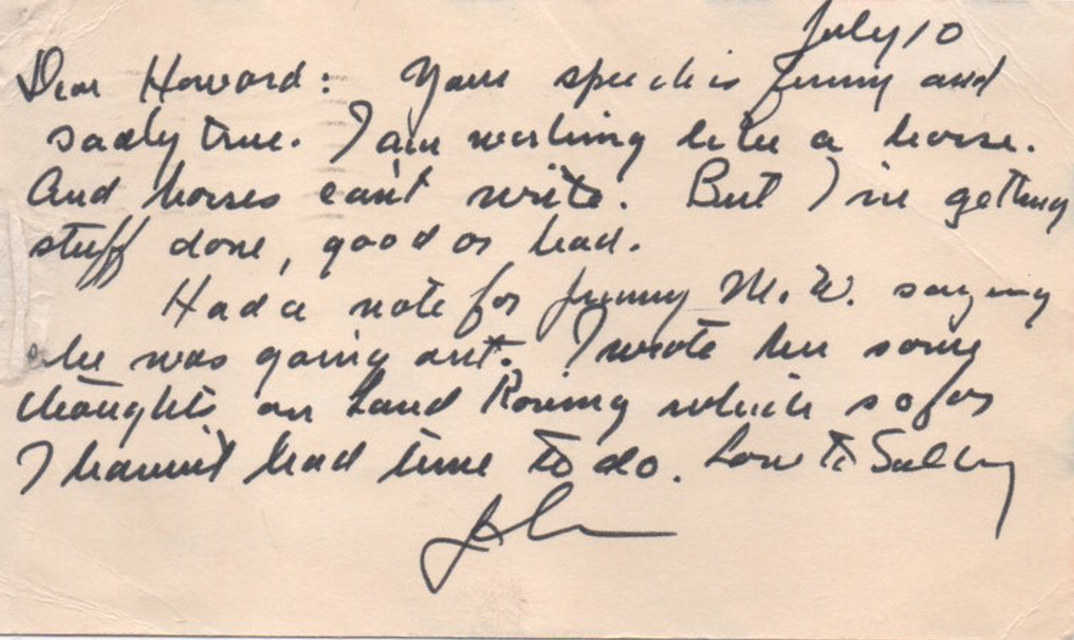 Letter from John Steinbeck
