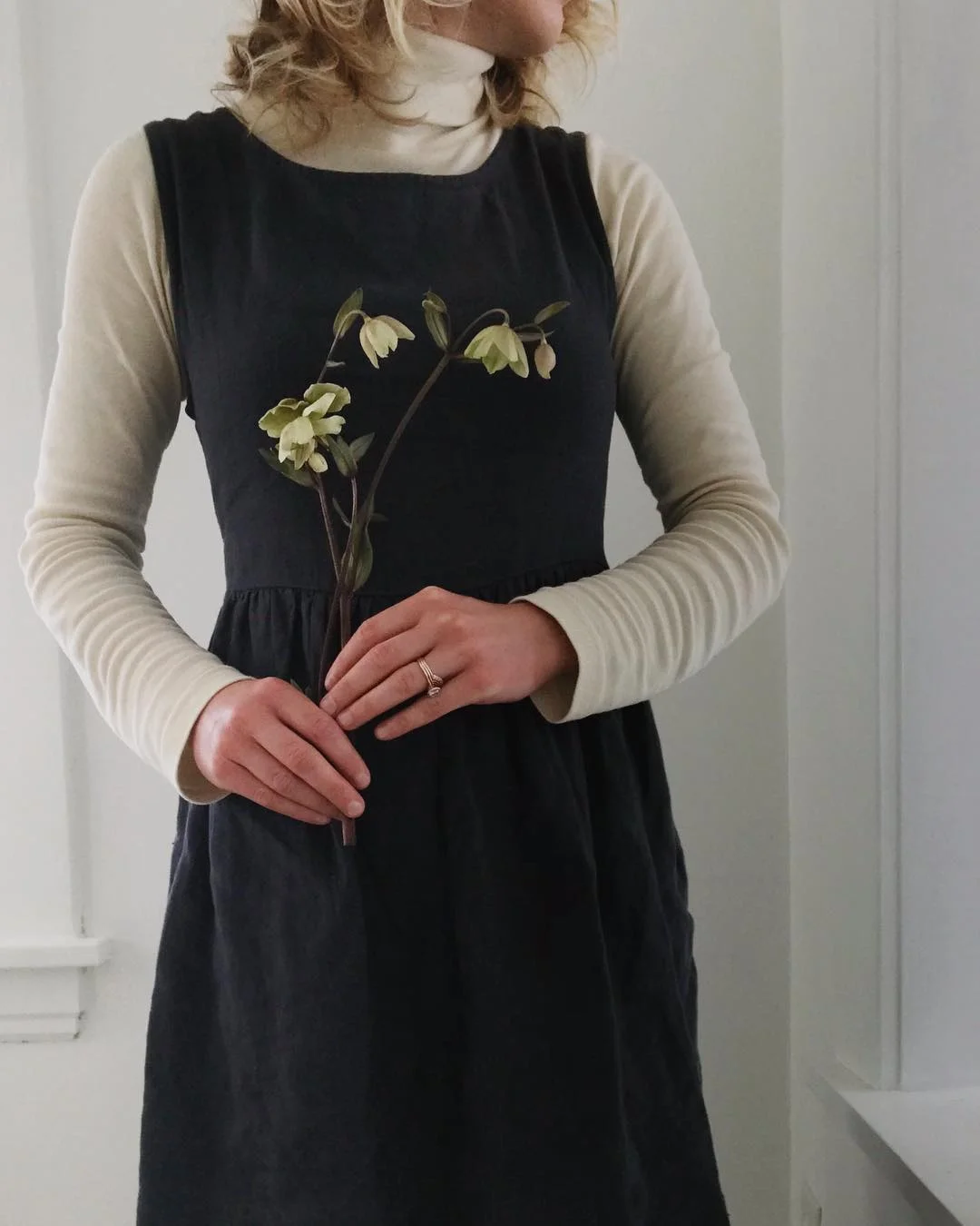 Not Perfect Linen dress, KOTN turtleneck