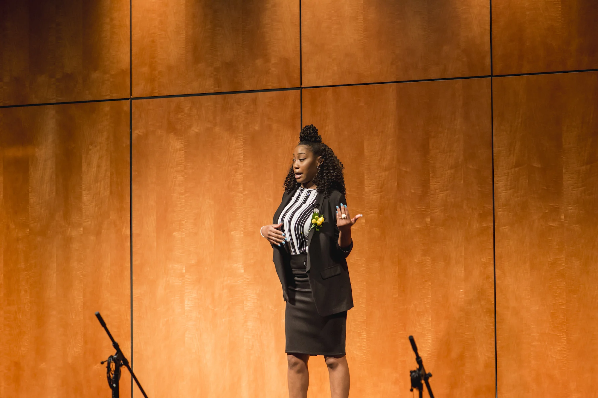 Rodesha delivering her speech at BGCMR LIVE! in April 2018.