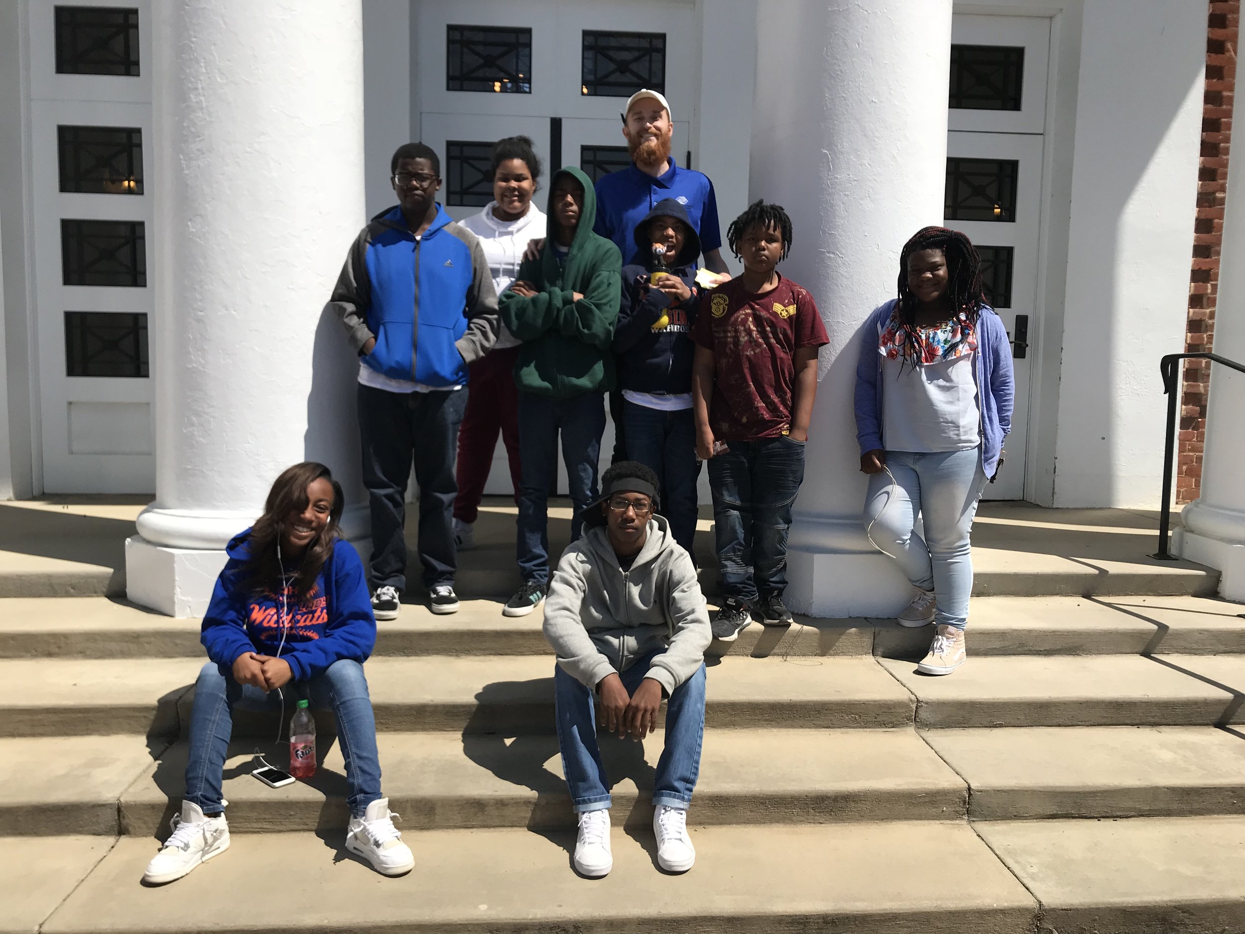 Club members with staff member Ben Teese at the University of Virginia.