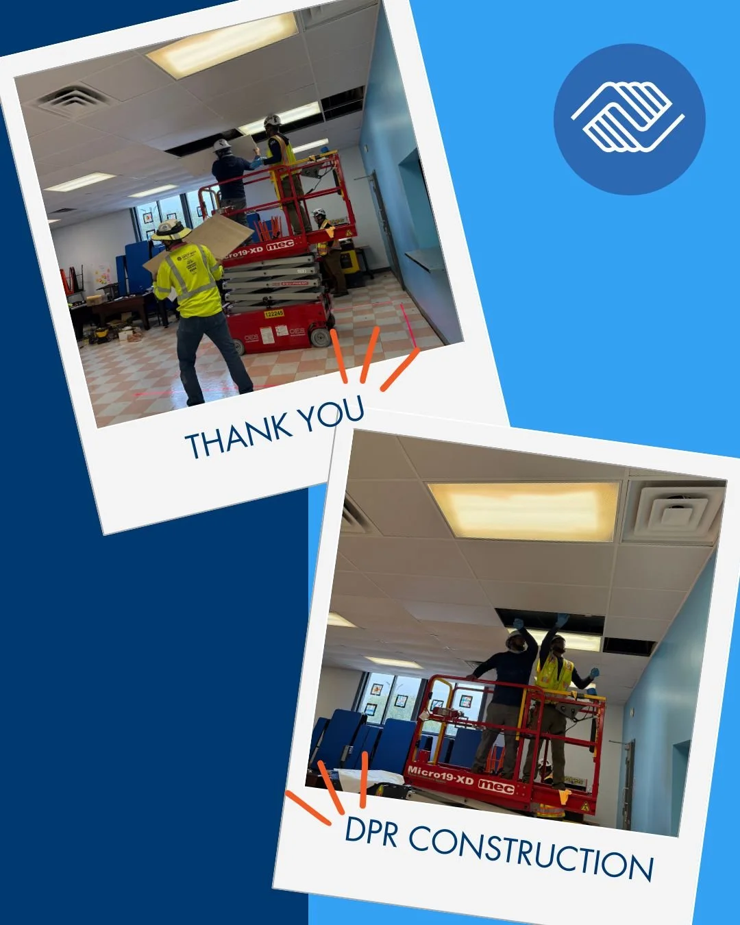 Big shoutout to @DPRConstruction for an incredible month of giving back! 💪
35 volunteers from 6 different trades helped transform our Southside Club, new ceiling tiles, updated lighting, and a safer handicap railing leading to our baseball field. 

