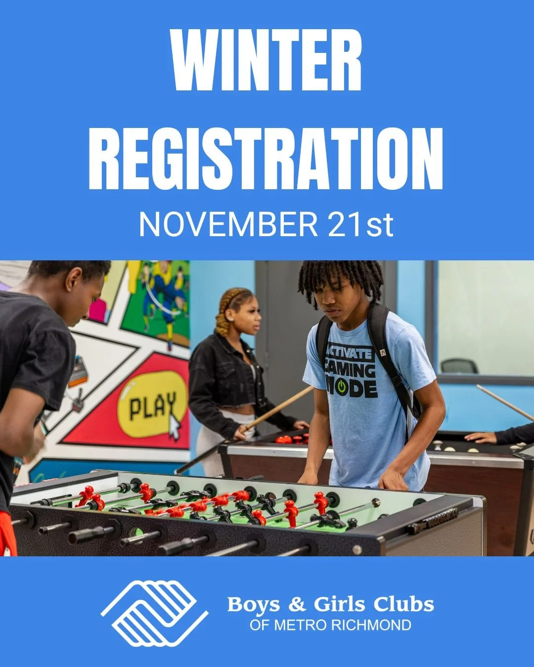 ❄️ It&rsquo;s go time! Winter Registration is LIVE! 🎉
Join The Club, where you can chill, create, play, and grow all winter long.
Don&rsquo;t miss out &mdash; head to bgcmr.org to sign up today! 

#BGCMR #YouBelong #WinterAtTheClub #AfterSchoolVibes