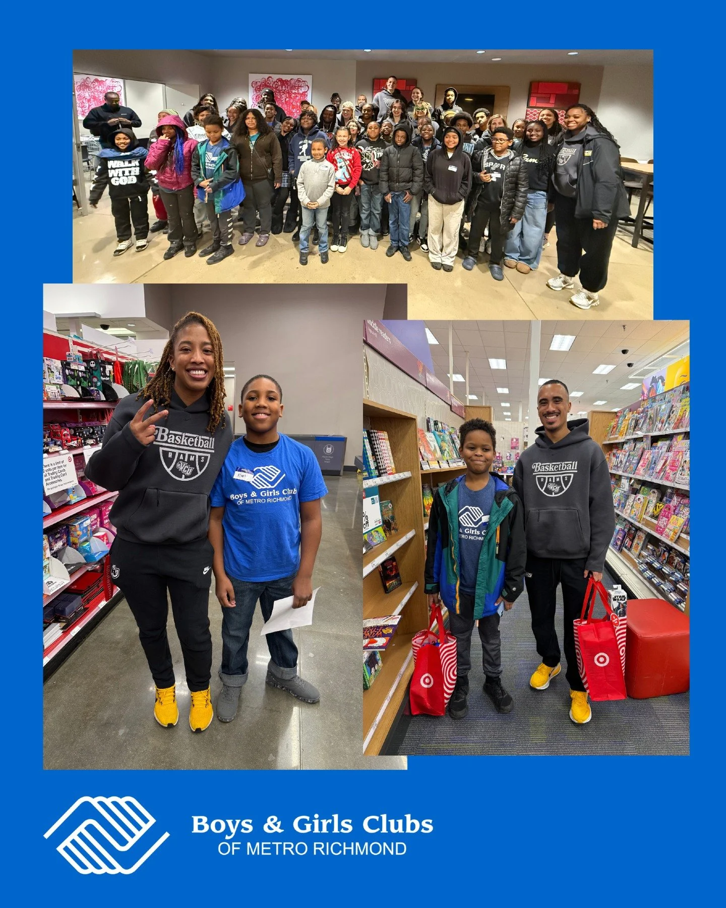 Talk about a slam dunk day! 🏀
Our members had an unforgettable experience shopping alongside the amazing VCU Women&rsquo;s Basketball Team! Each kid got a personal shopper, picked out gifts, and left with smiles&mdash;and tickets to an upcoming game