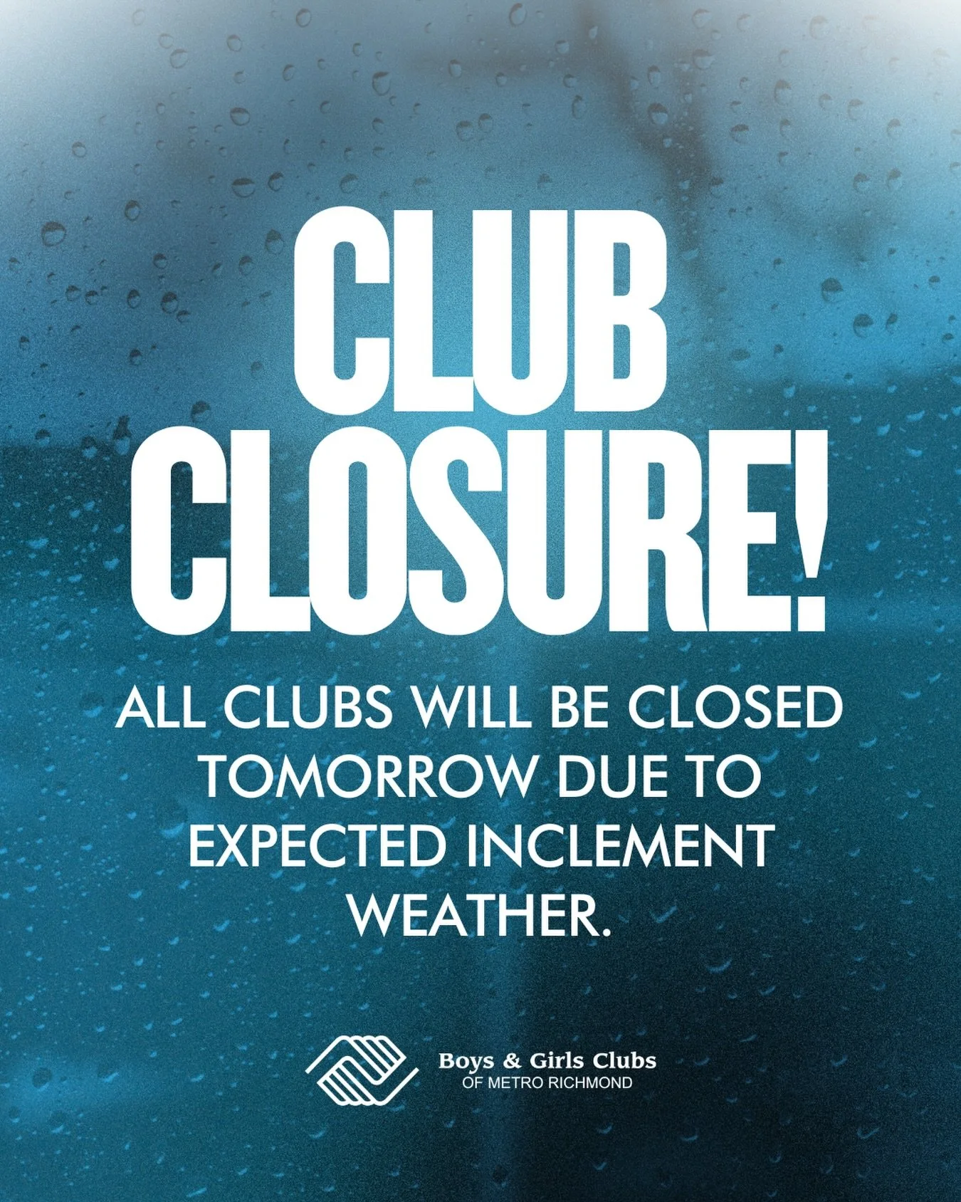 Please note that our Clubs will be closed today. In addition to the closures, our Hiring Fair will be postponed to a later date.

We apologize for the inconvenience! Please stay tuned for updates regarding reopening and the new date for the Hiring Fa